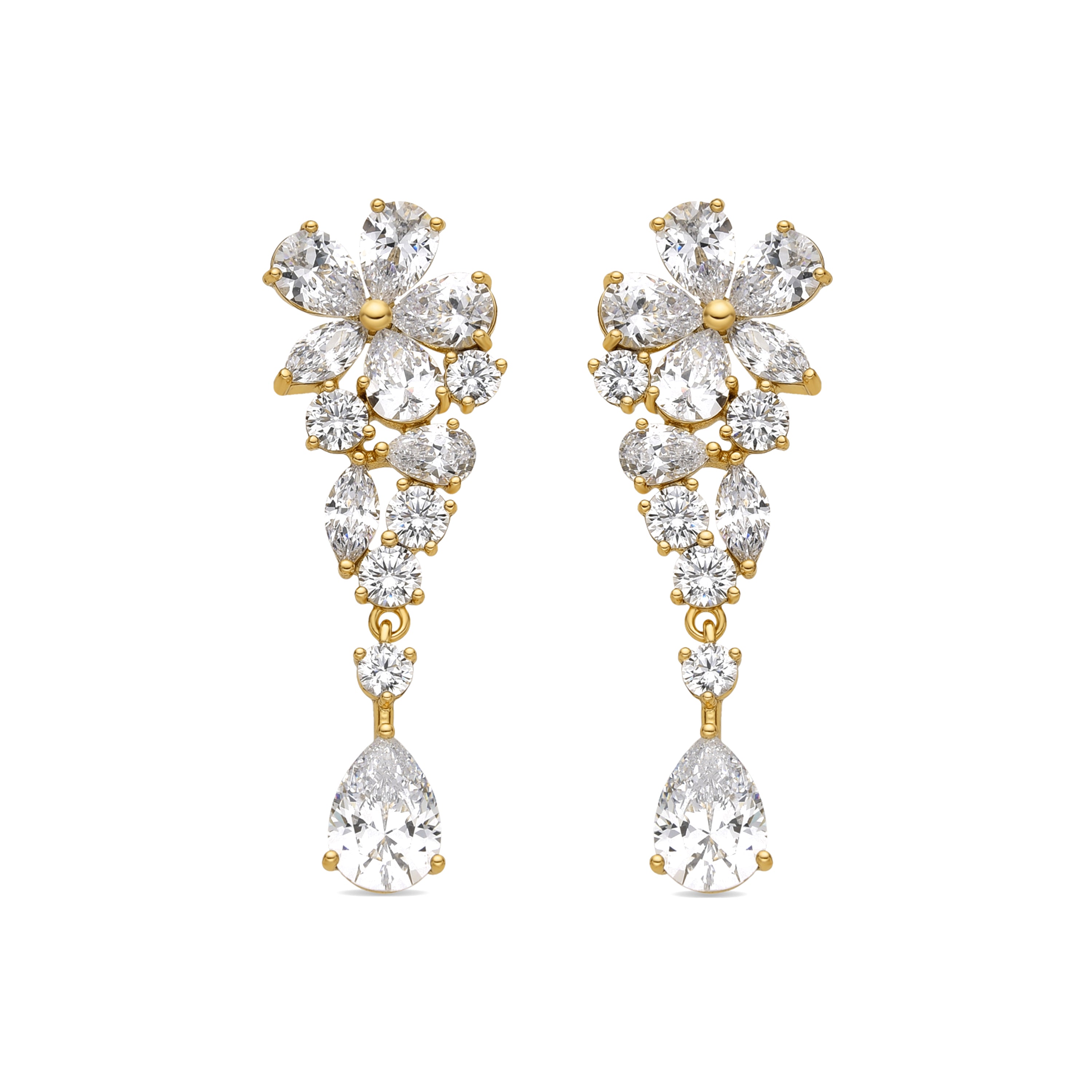 Brincos com Zircónia Brilhante acabamento ouro 18k - Snesy