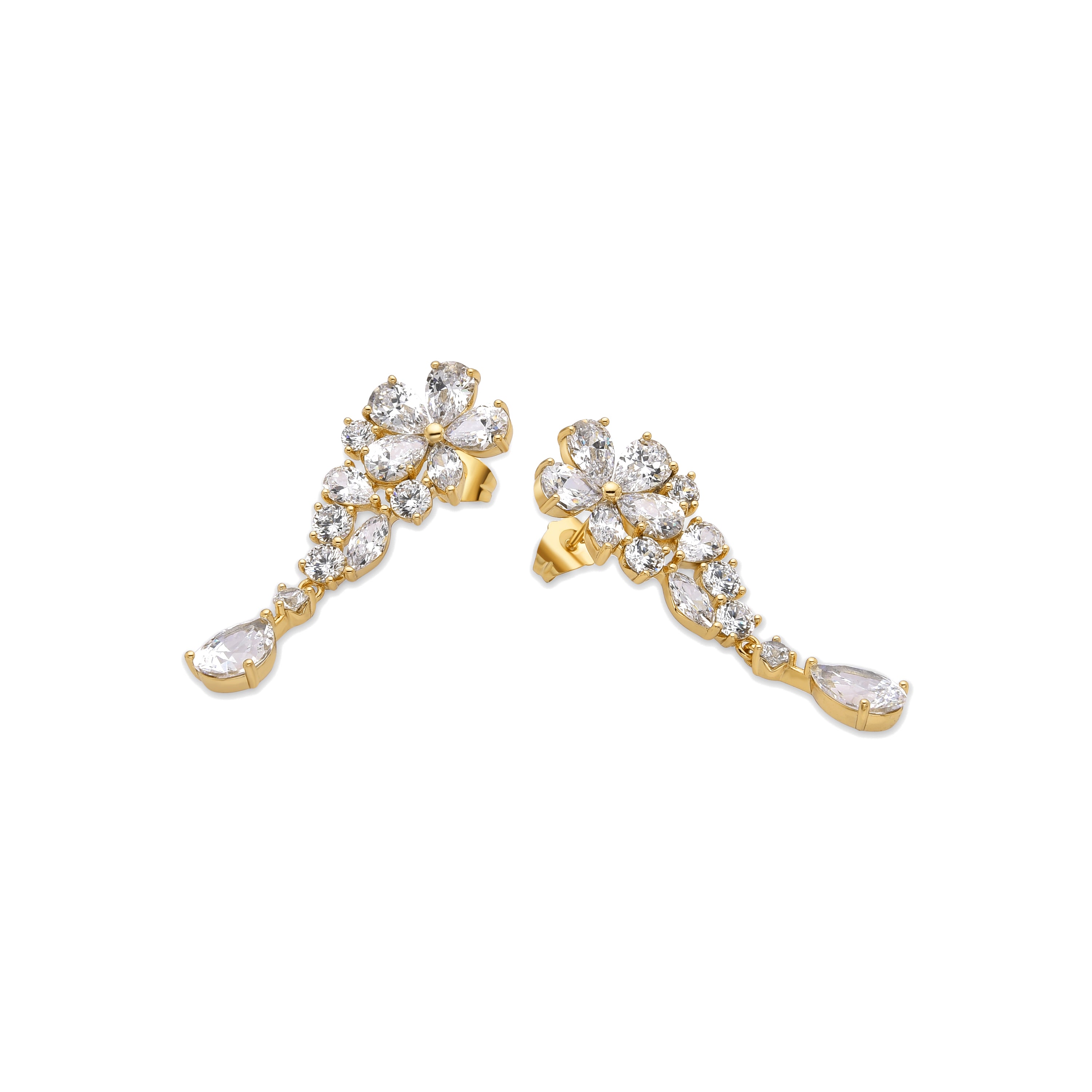 Brincos com Zircónia Brilhante acabamento ouro 18k - Snesy