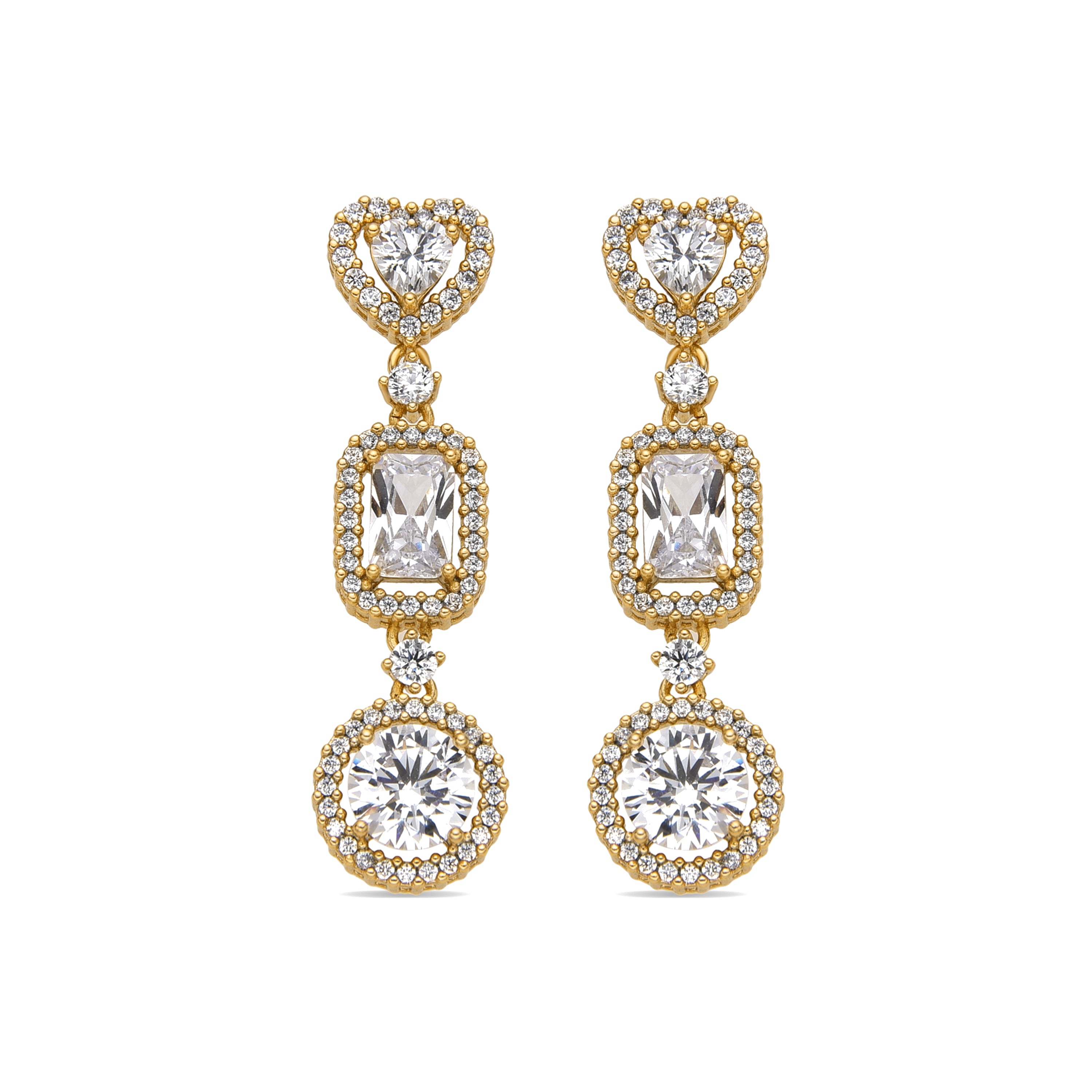 Ohrringe mit glänzenden Zirkonia, 18k Gold-Finish - Tedan