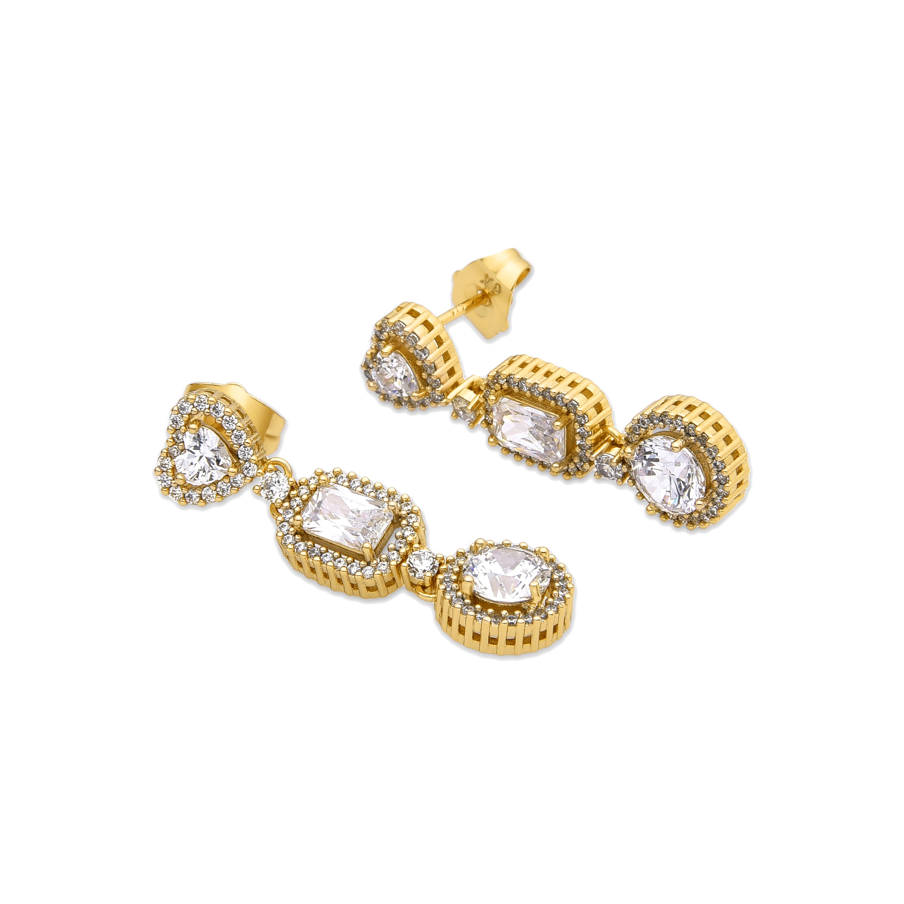 Ohrringe mit glänzenden Zirkonia, 18k Gold-Finish - Tedan