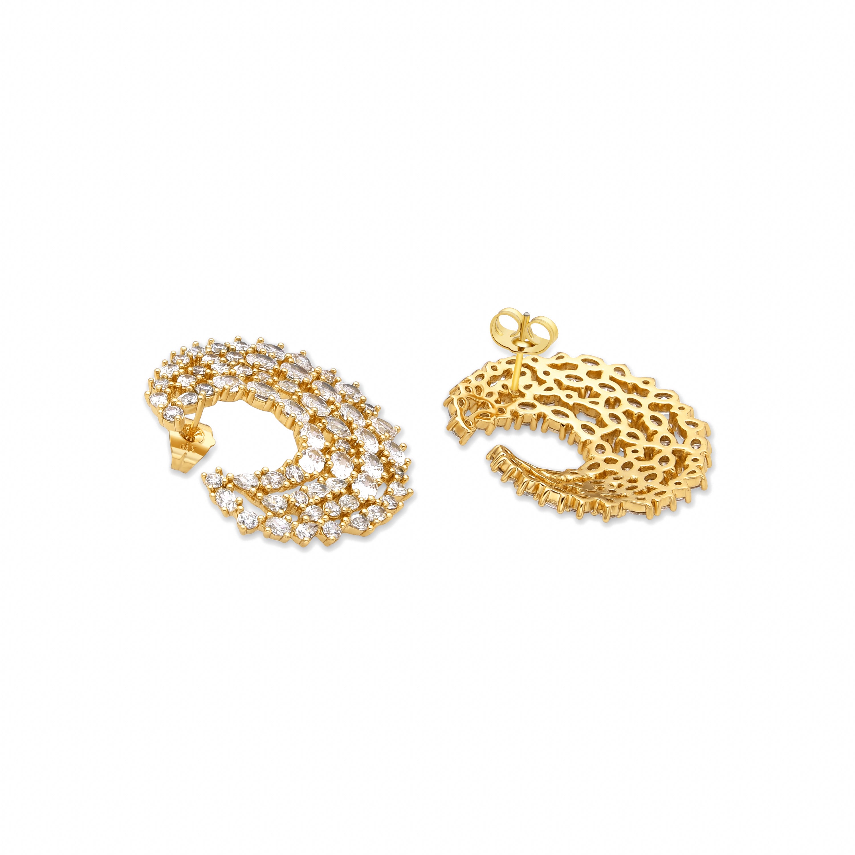 Earrings with Brilliant Zirconia gold finish 18k - Riaer