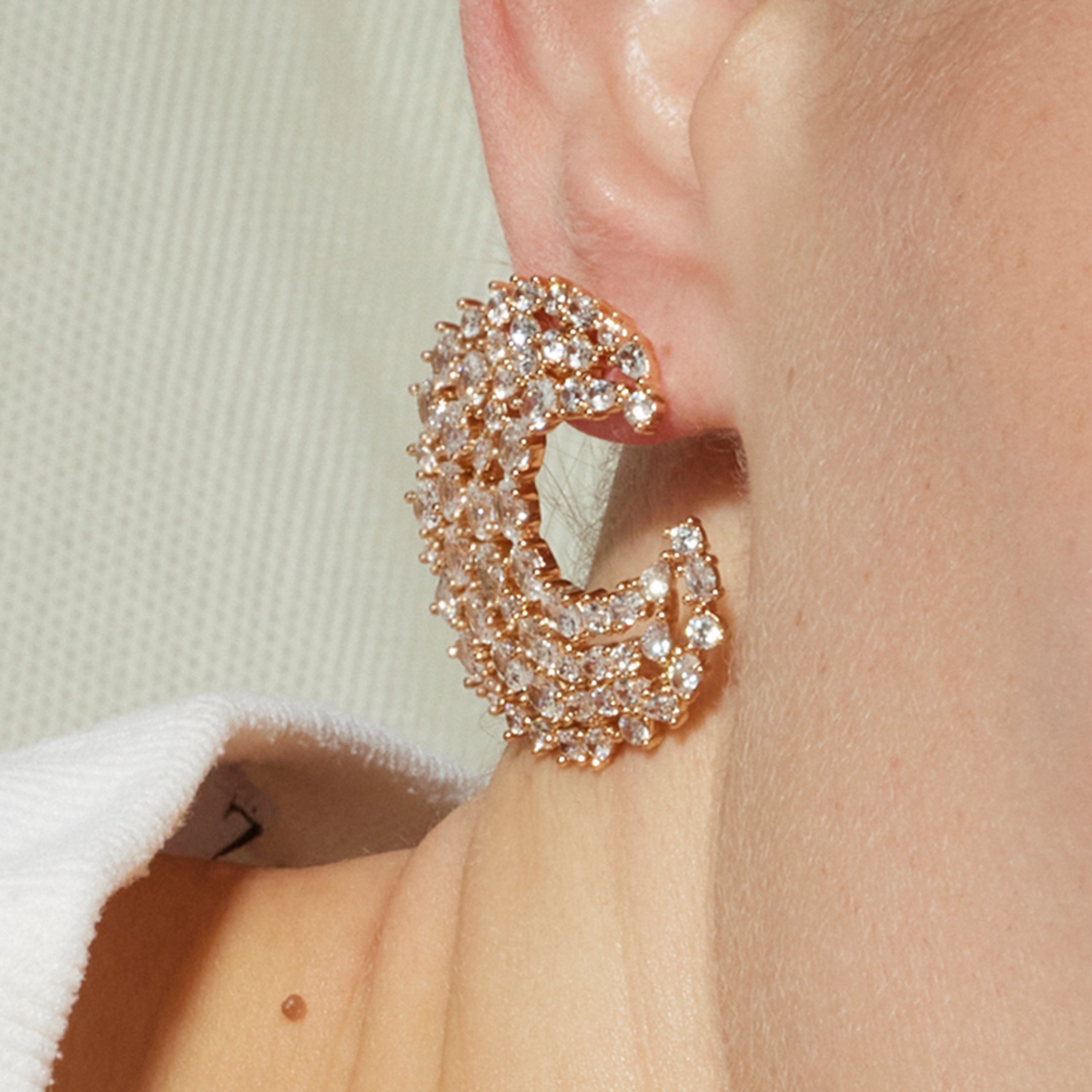Earrings with Brilliant Zirconia gold finish 18k - Riaer