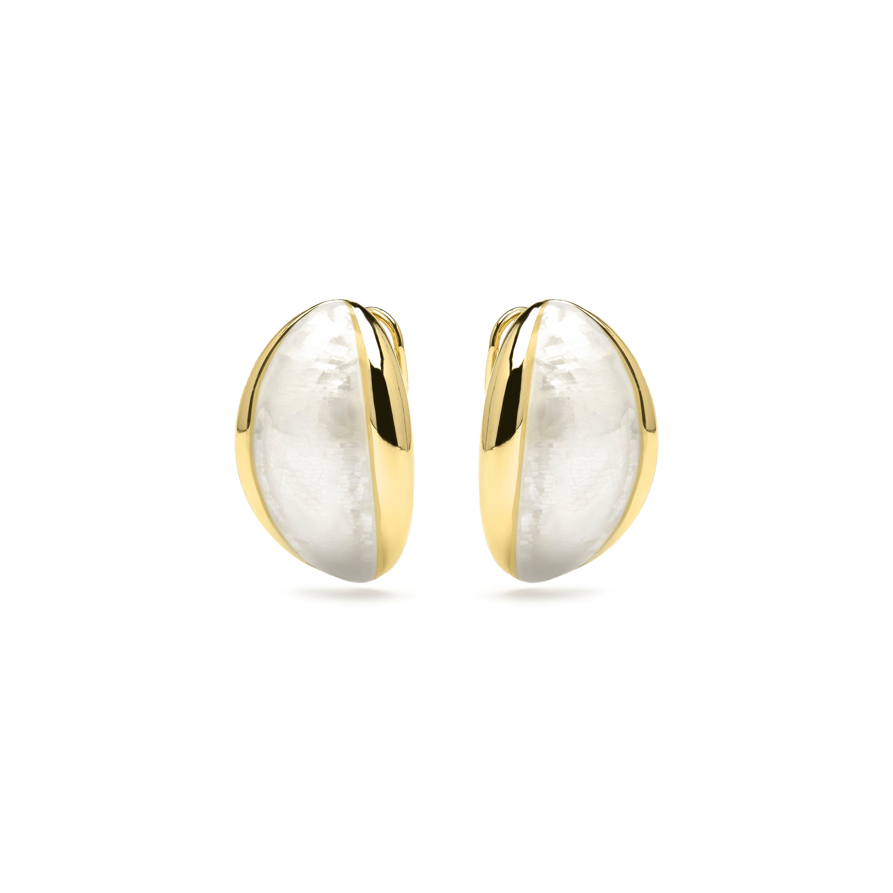 Boucles d'oreilles finition or jaune 18k et nacre blanche - Lingo