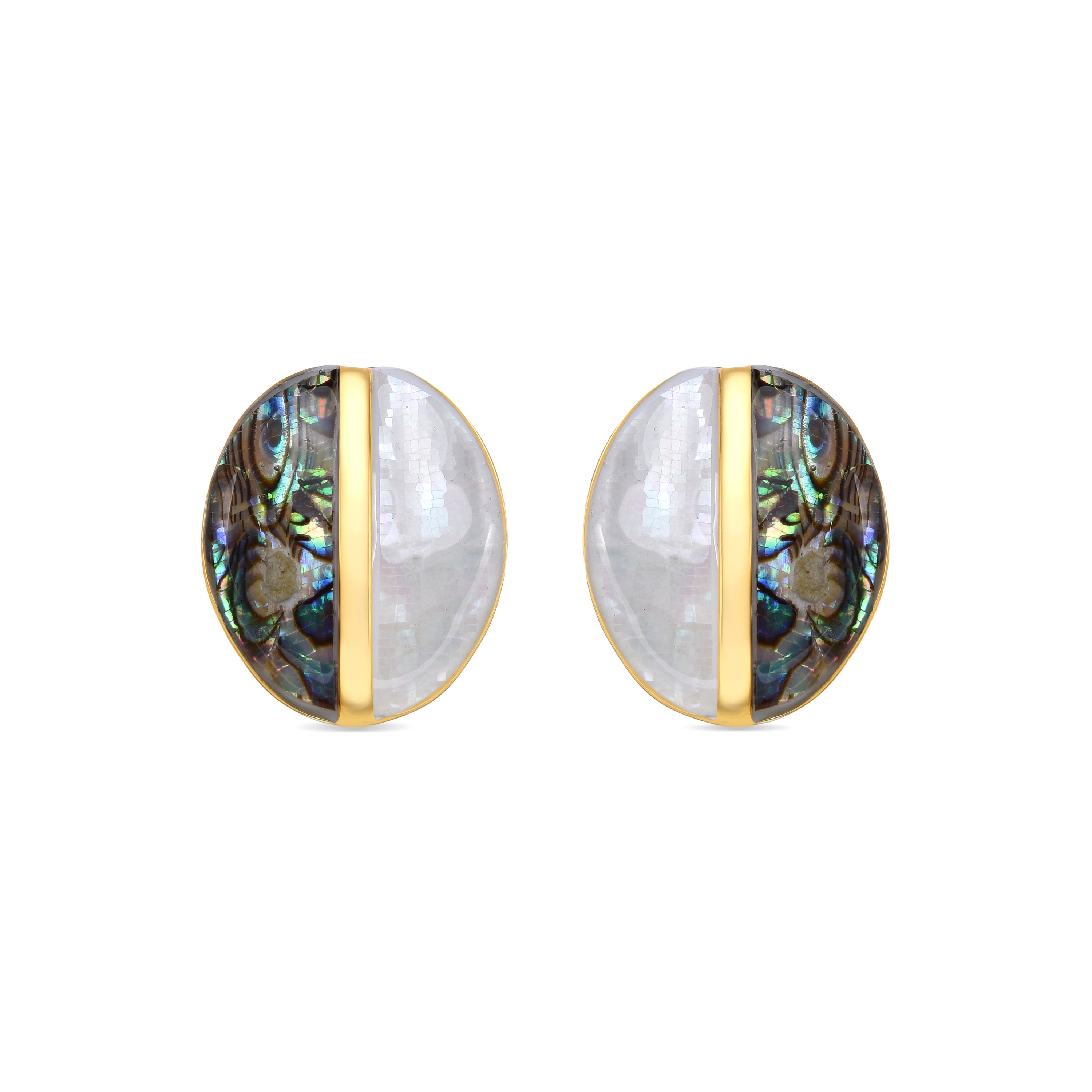 Boucles d'oreilles Thisca en nacre blanche finition or jaune 18k