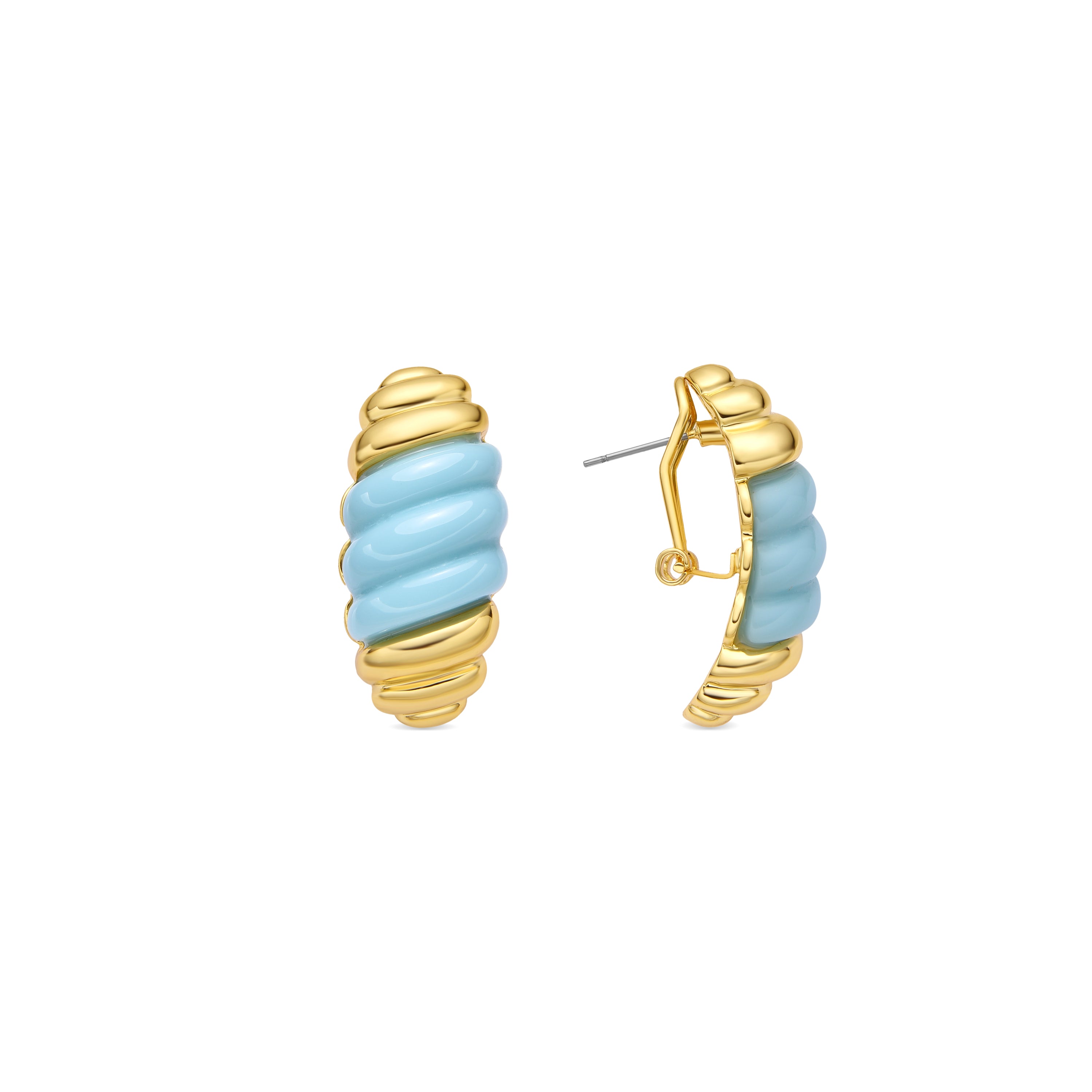 Pendientes Rawil de Resina Azul acabado oro amarillo de 18k