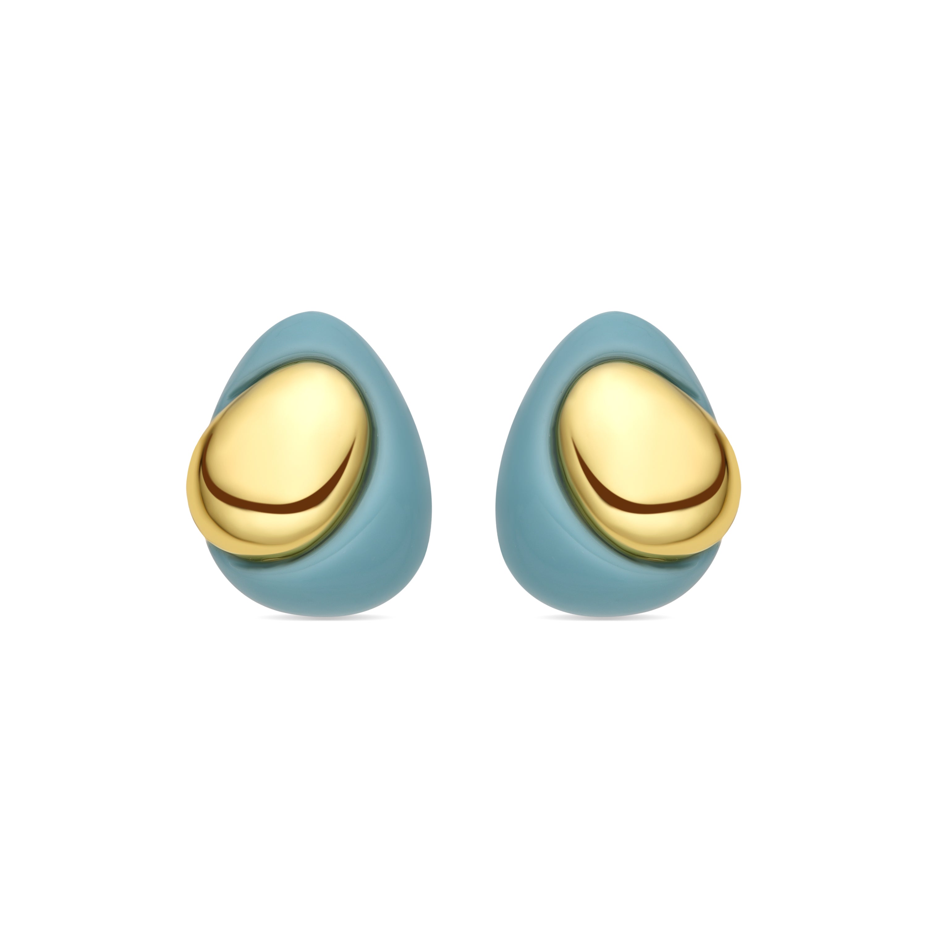 Pendientes Jidun de Resina Azul acabado oro amarillo de 18k