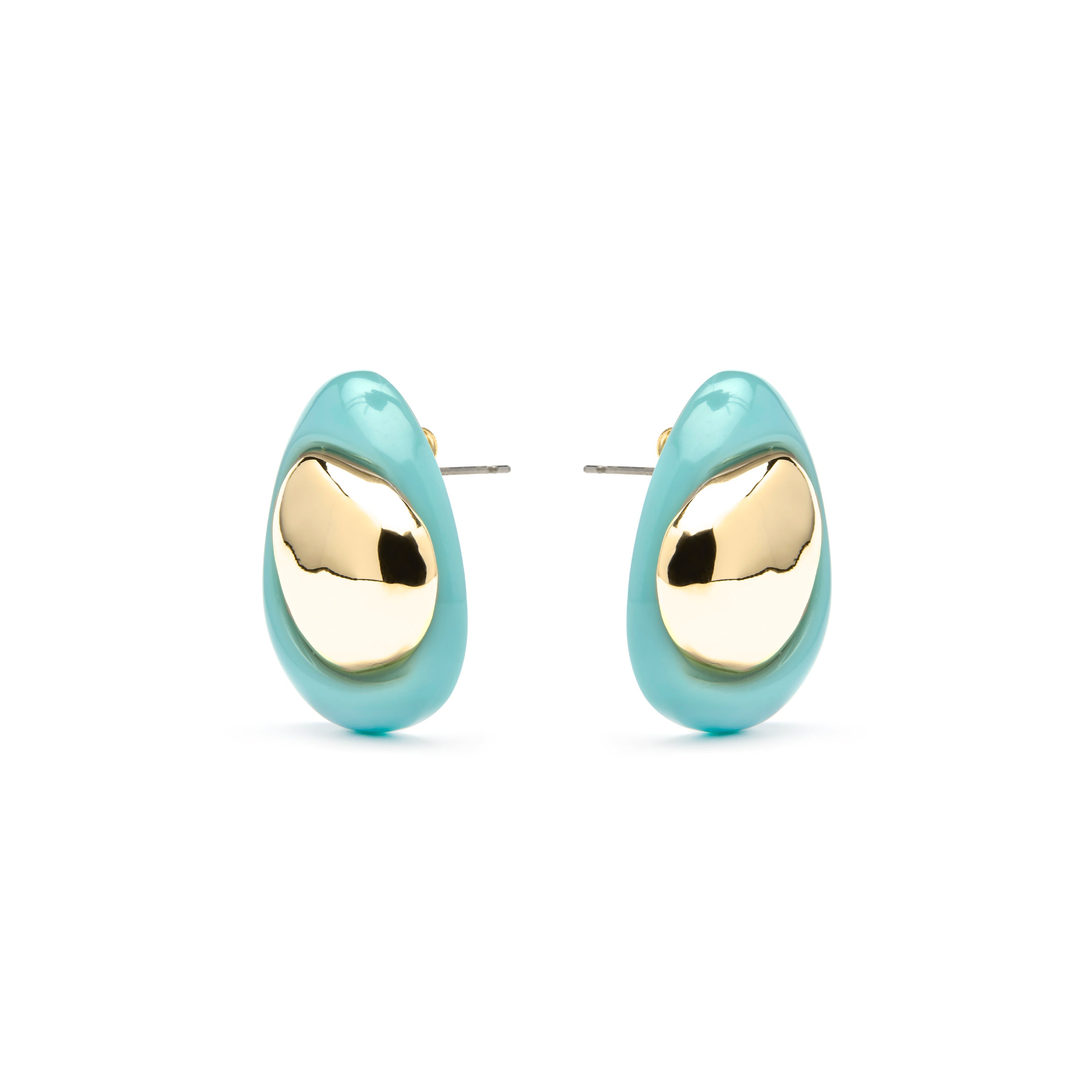 Orecchini Jidun in resina blu con finitura in oro giallo 18k