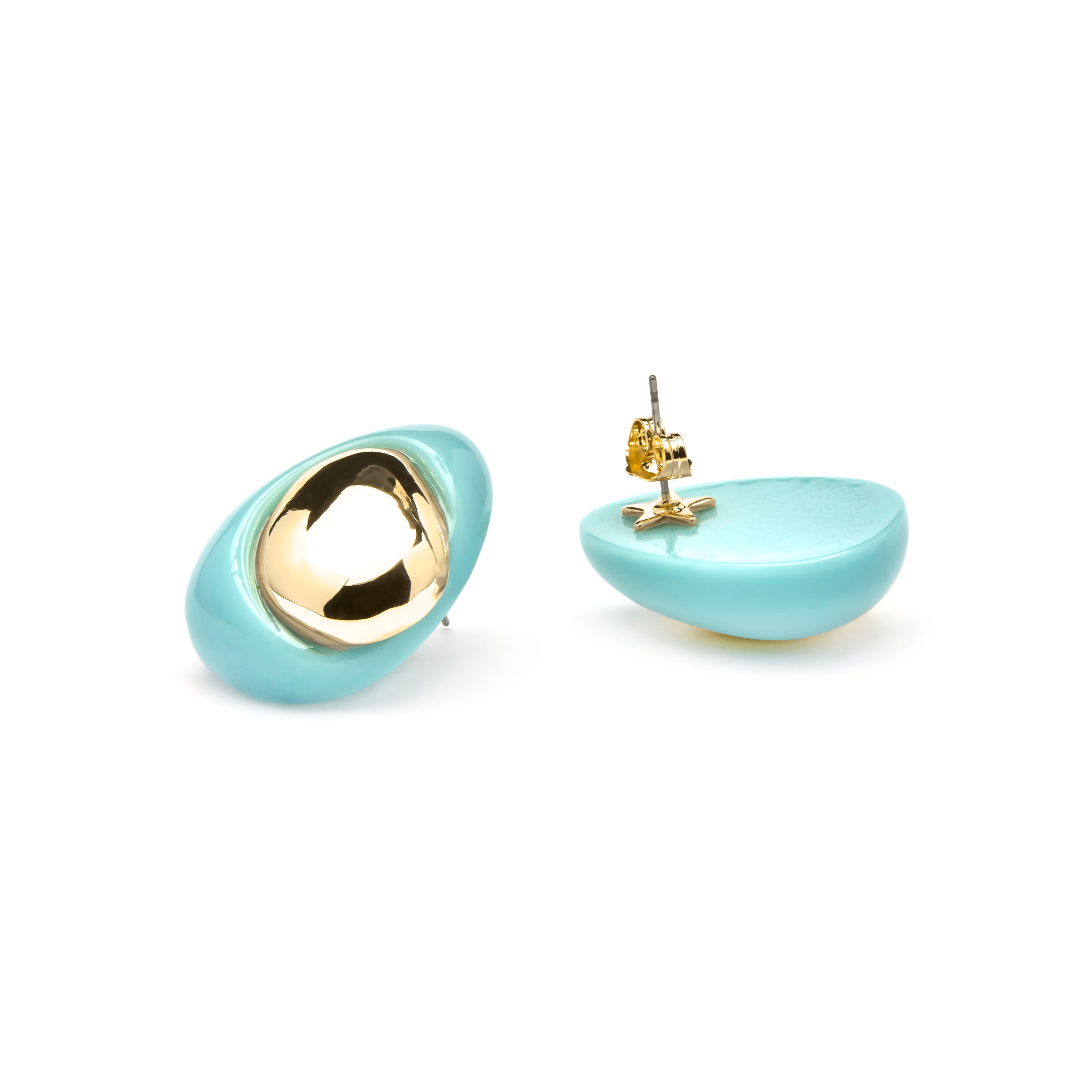 Orecchini Jidun in resina blu con finitura in oro giallo 18k