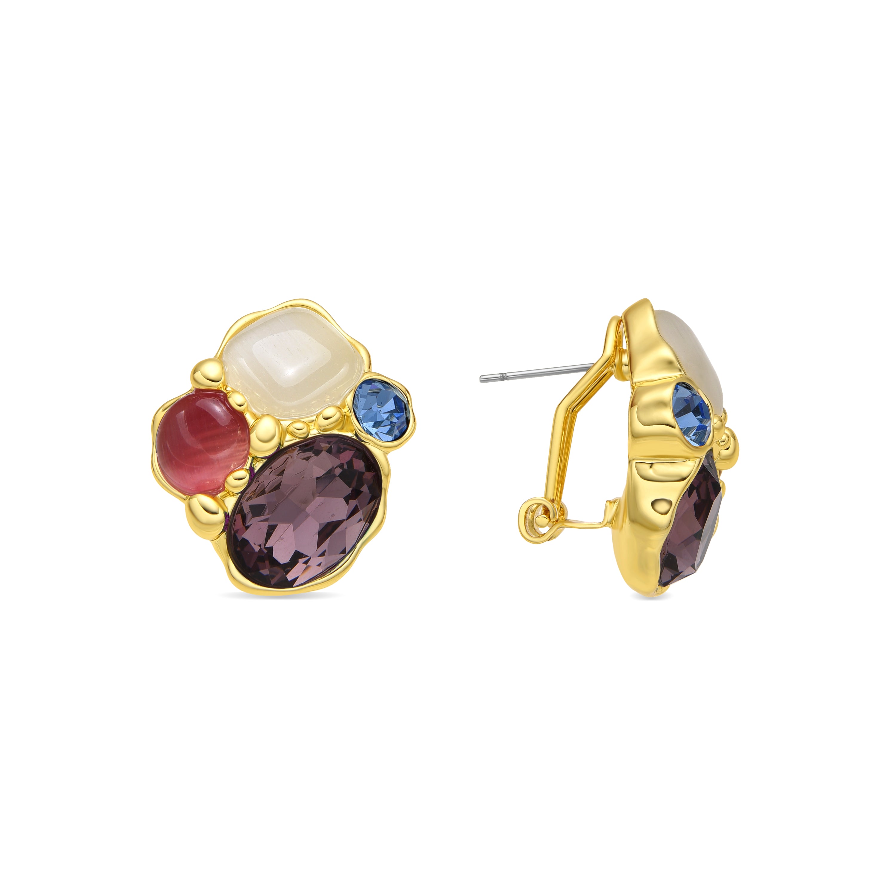 Boucles d'oreilles finition or jaune 18k et cristal violet - Nedla