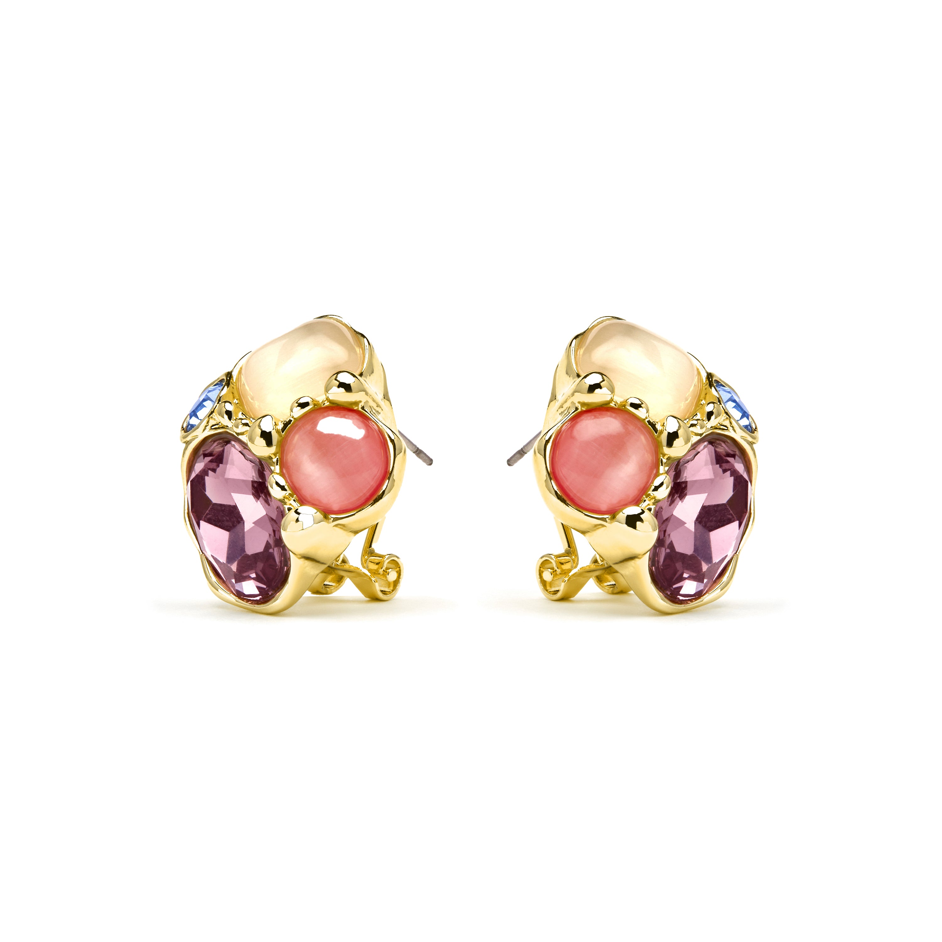Boucles d'oreilles finition or jaune 18k et cristal violet - Nedla