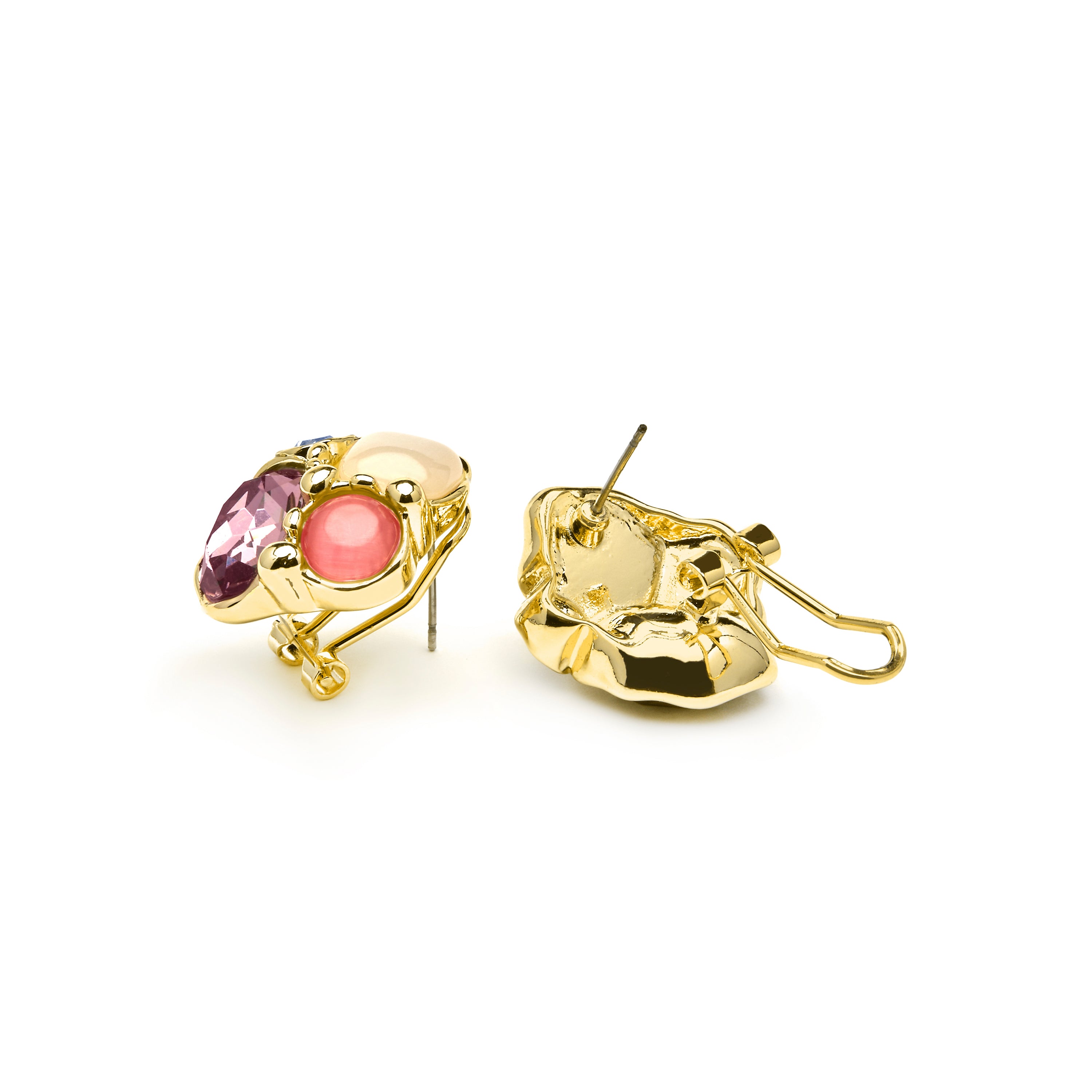 Boucles d'oreilles finition or jaune 18k et cristal violet - Nedla