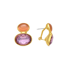 18k Yellow Gold Finish Earrings with Purple Crystal - Sigro