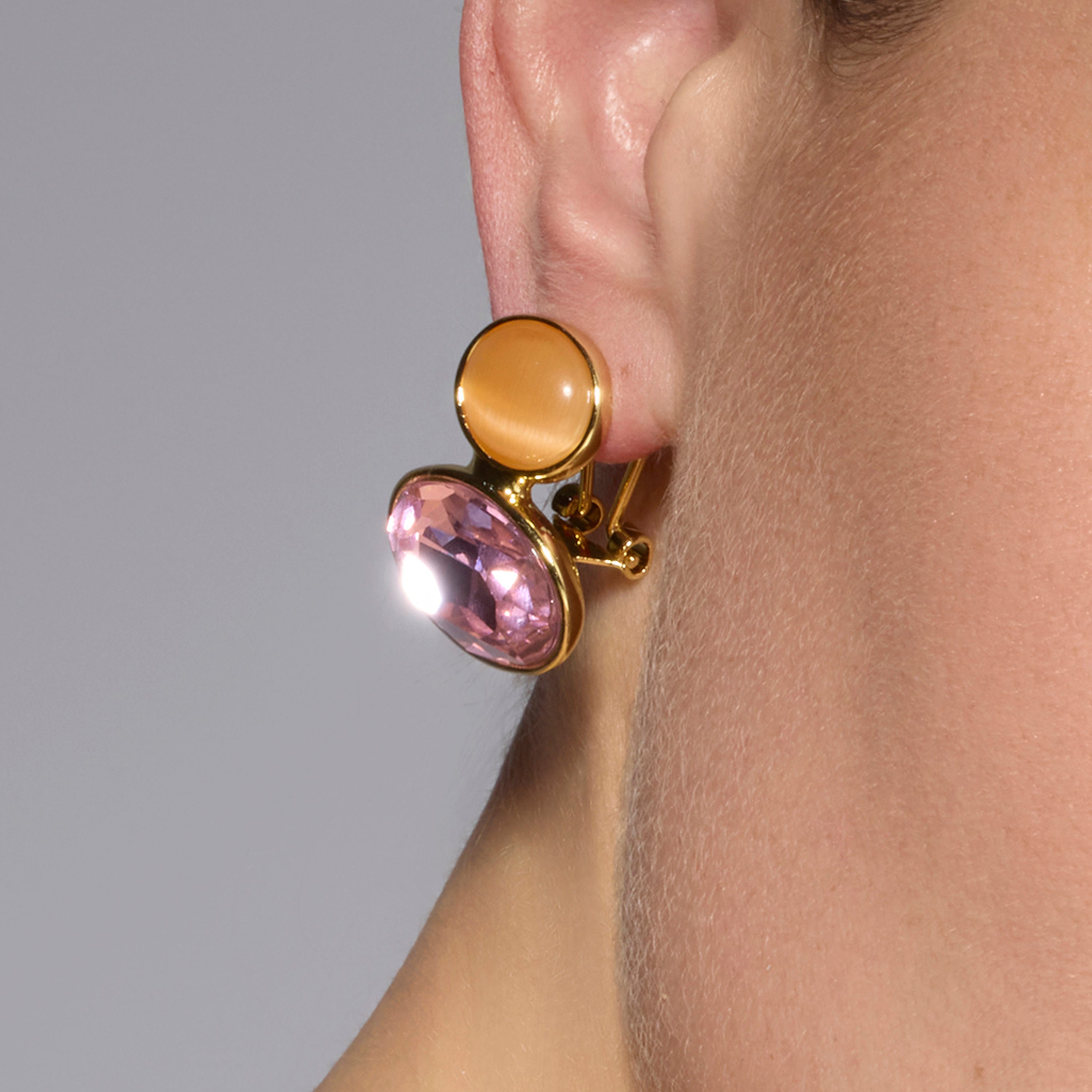 Orecchini in oro giallo 18k e cristallo viola - Sigro