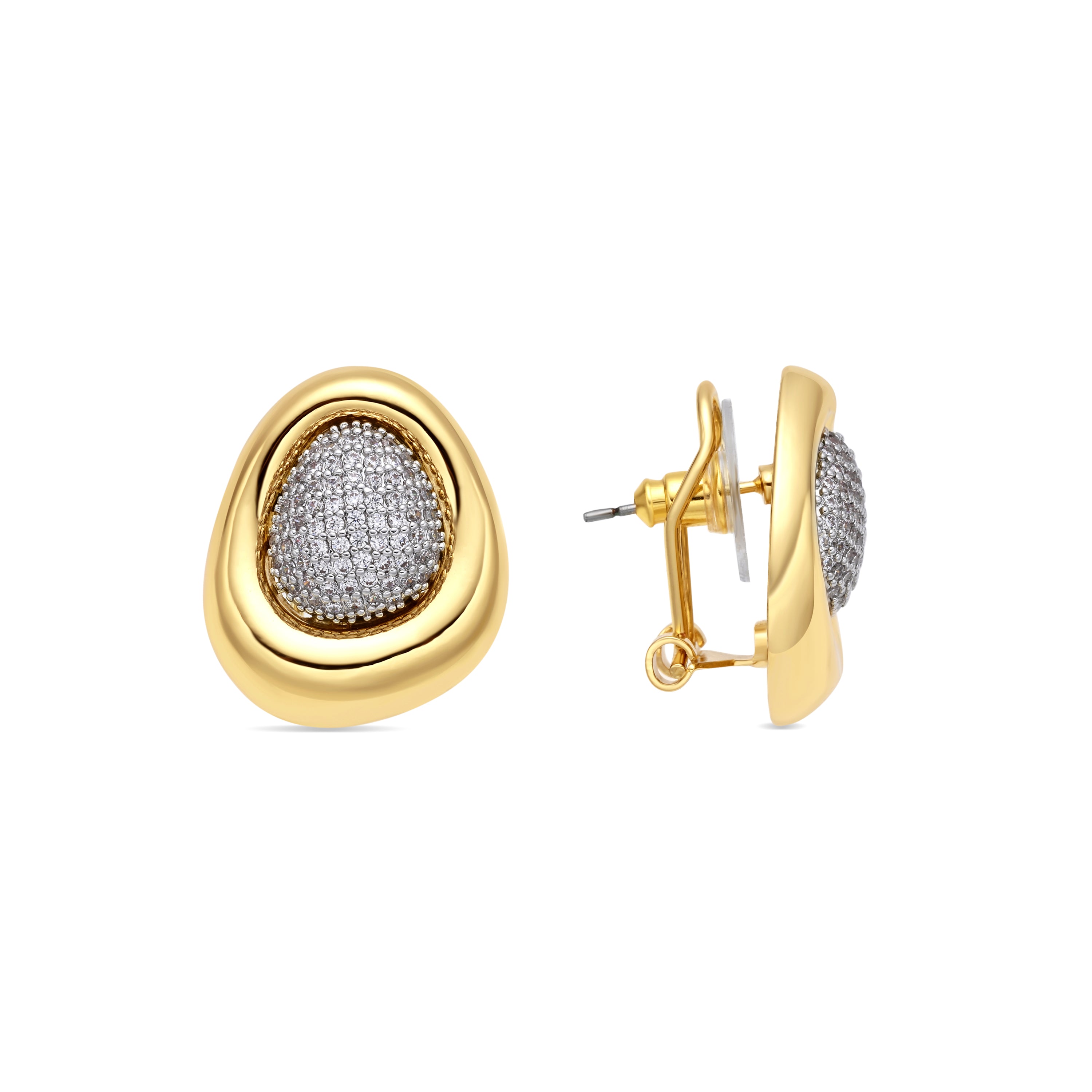 Boucles d'oreilles en zircon brillant finition or jaune 18k - Thaura