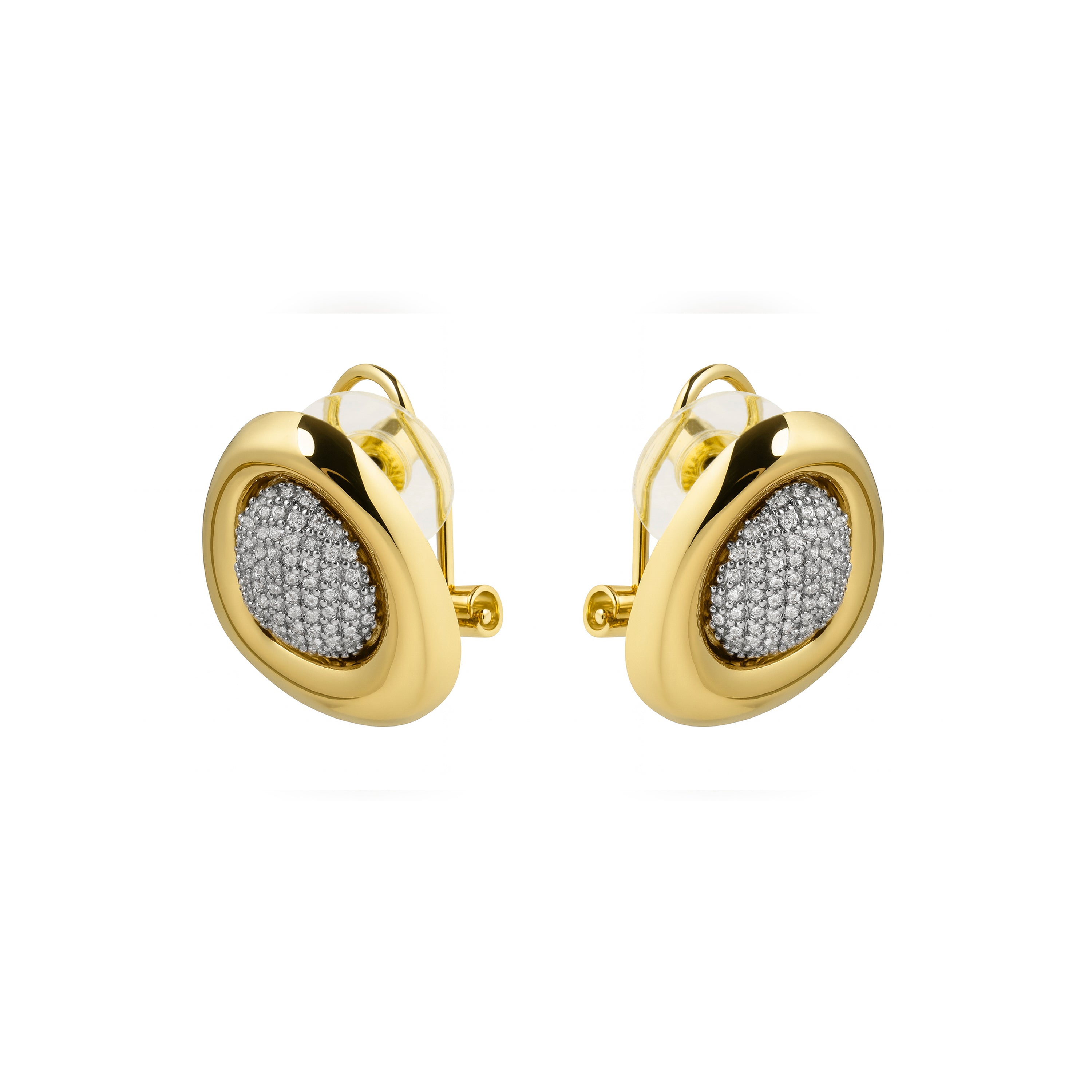 Boucles d'oreilles en zircon brillant finition or jaune 18k - Thaura