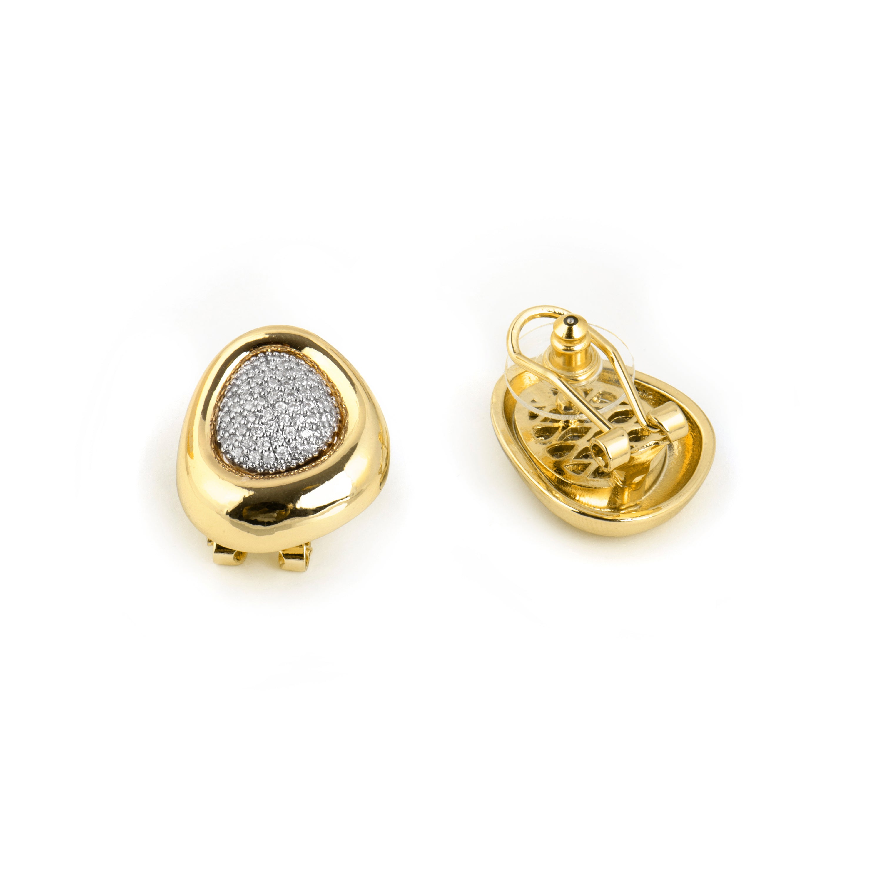 Boucles d'oreilles en zircon brillant finition or jaune 18k - Thaura