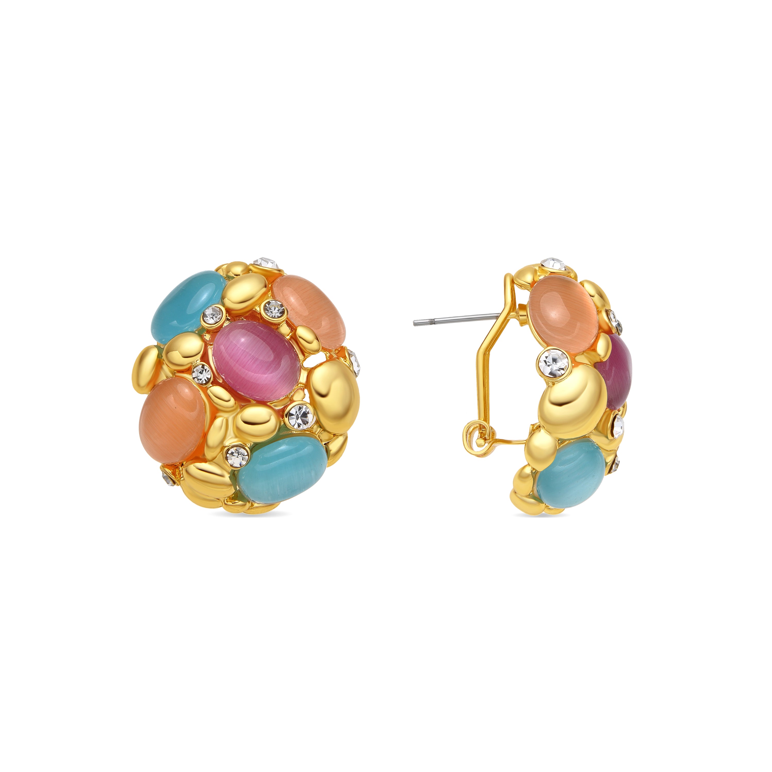 Pendientes Shyal de Ojo de Gato Multicolor acabado oro amarillo de 18k