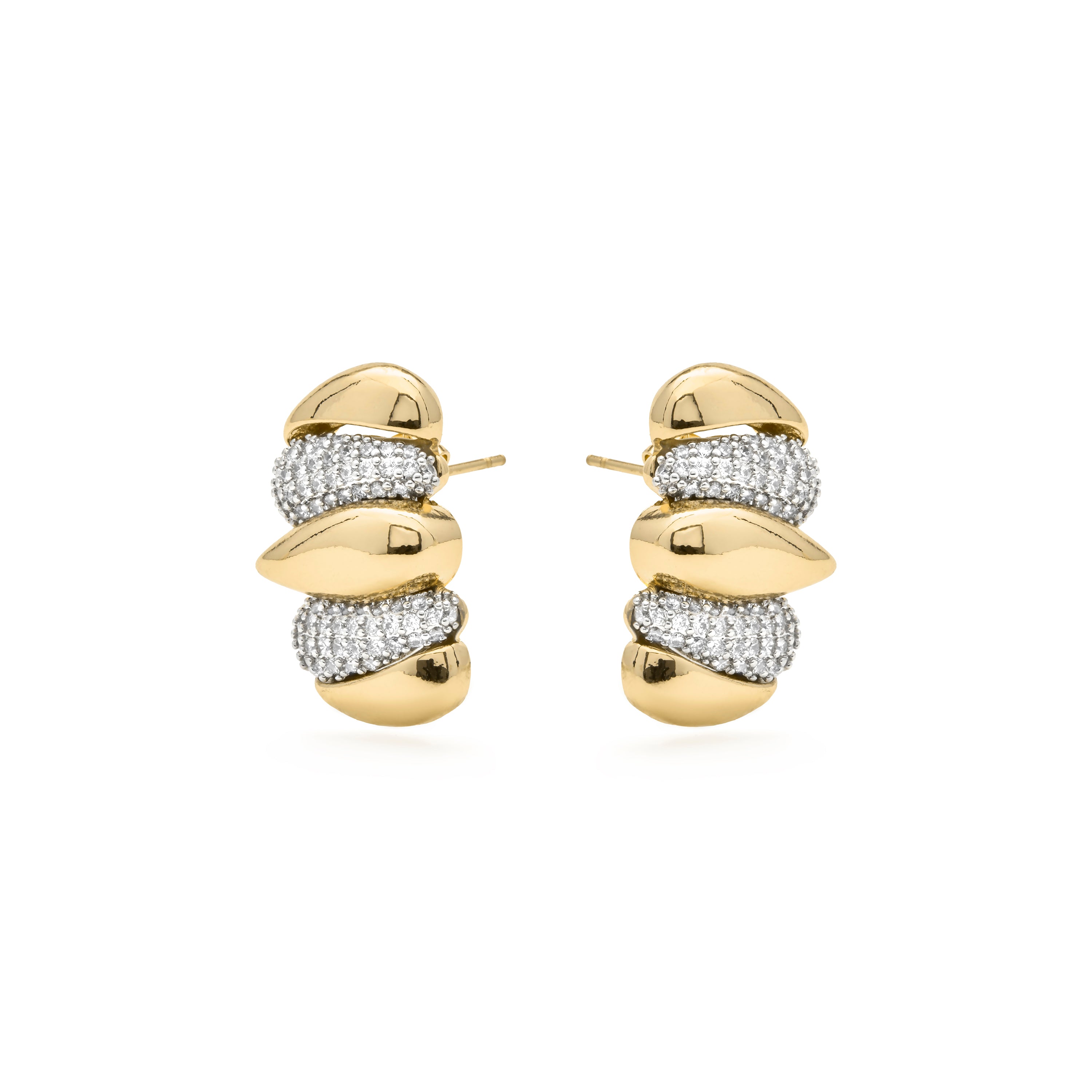 Glänzende Zirkonia-Ohrringe mit 18k Gelbgold-Finish - Catmi