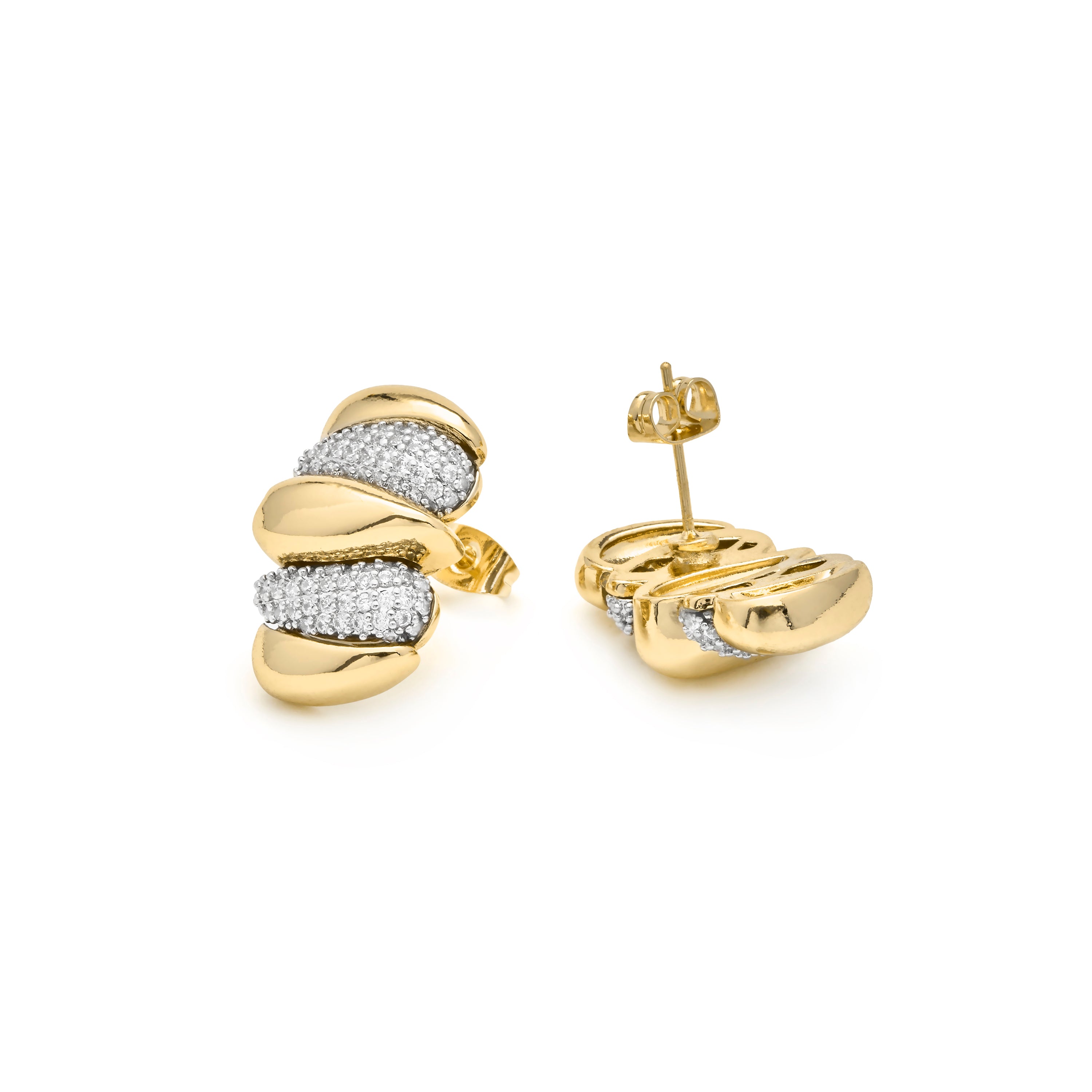 Glänzende Zirkonia-Ohrringe mit 18k Gelbgold-Finish - Catmi