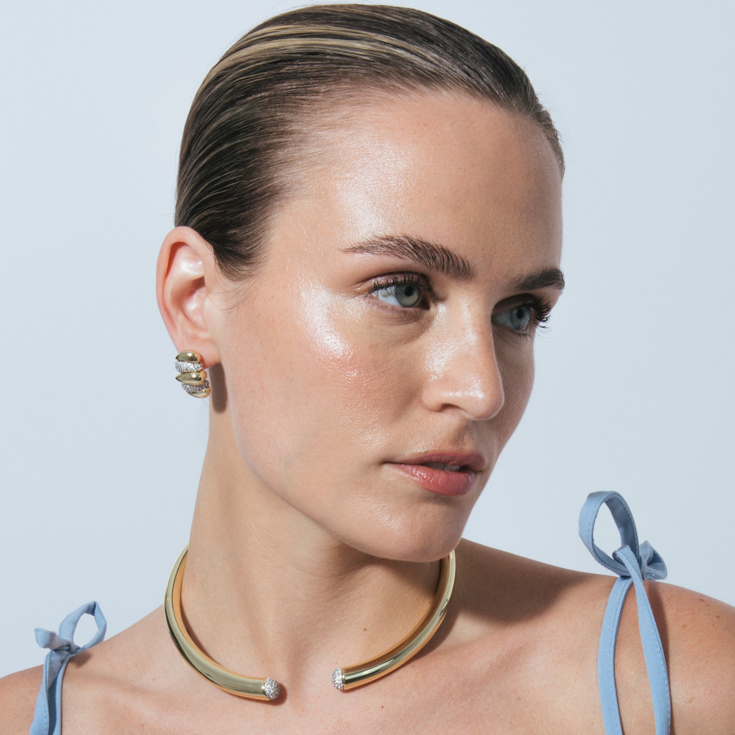 Glänzende Zirkonia-Ohrringe mit 18k Gelbgold-Finish - Catmi