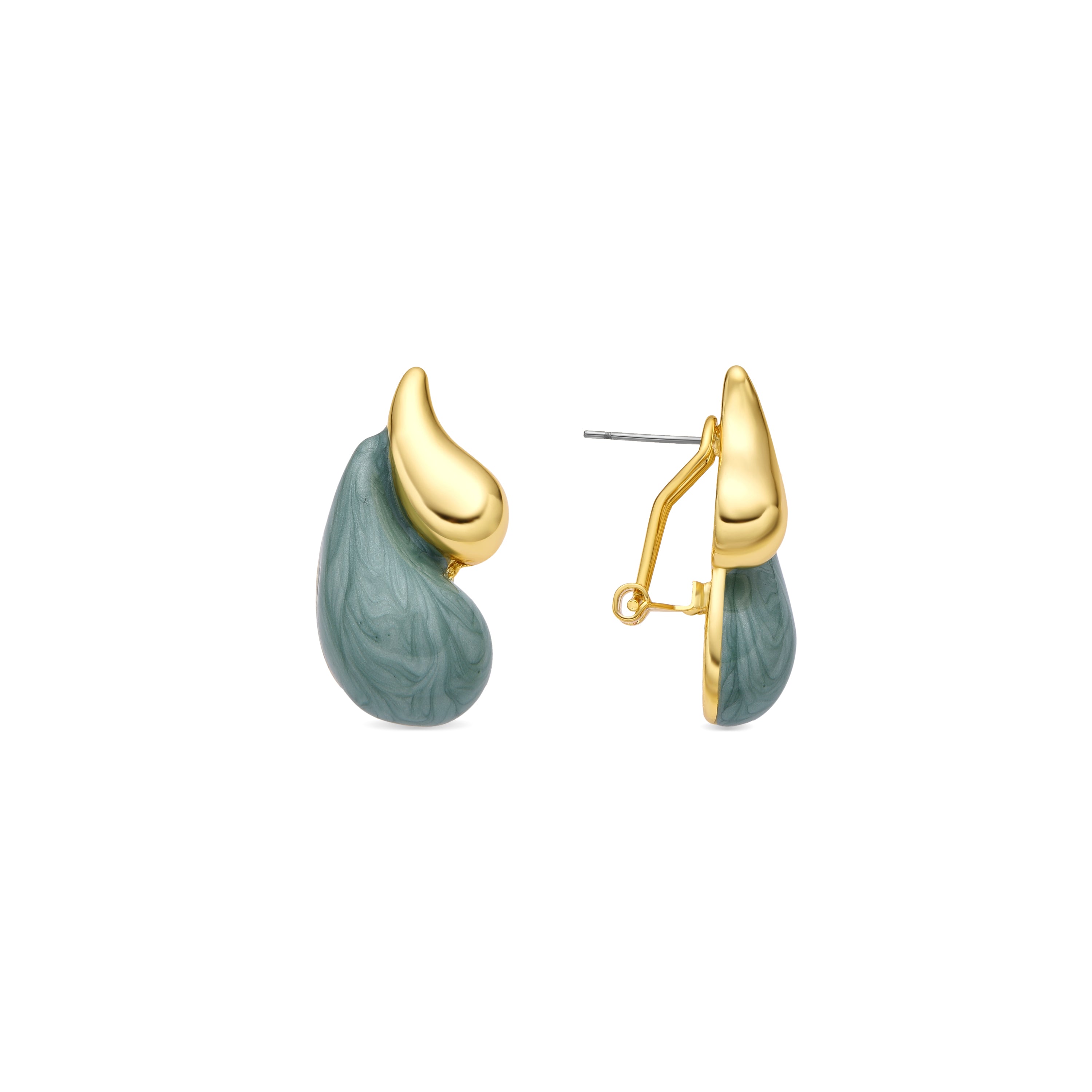 Pendientes Udver de Lacado Verde acabado oro amarillo de 18k