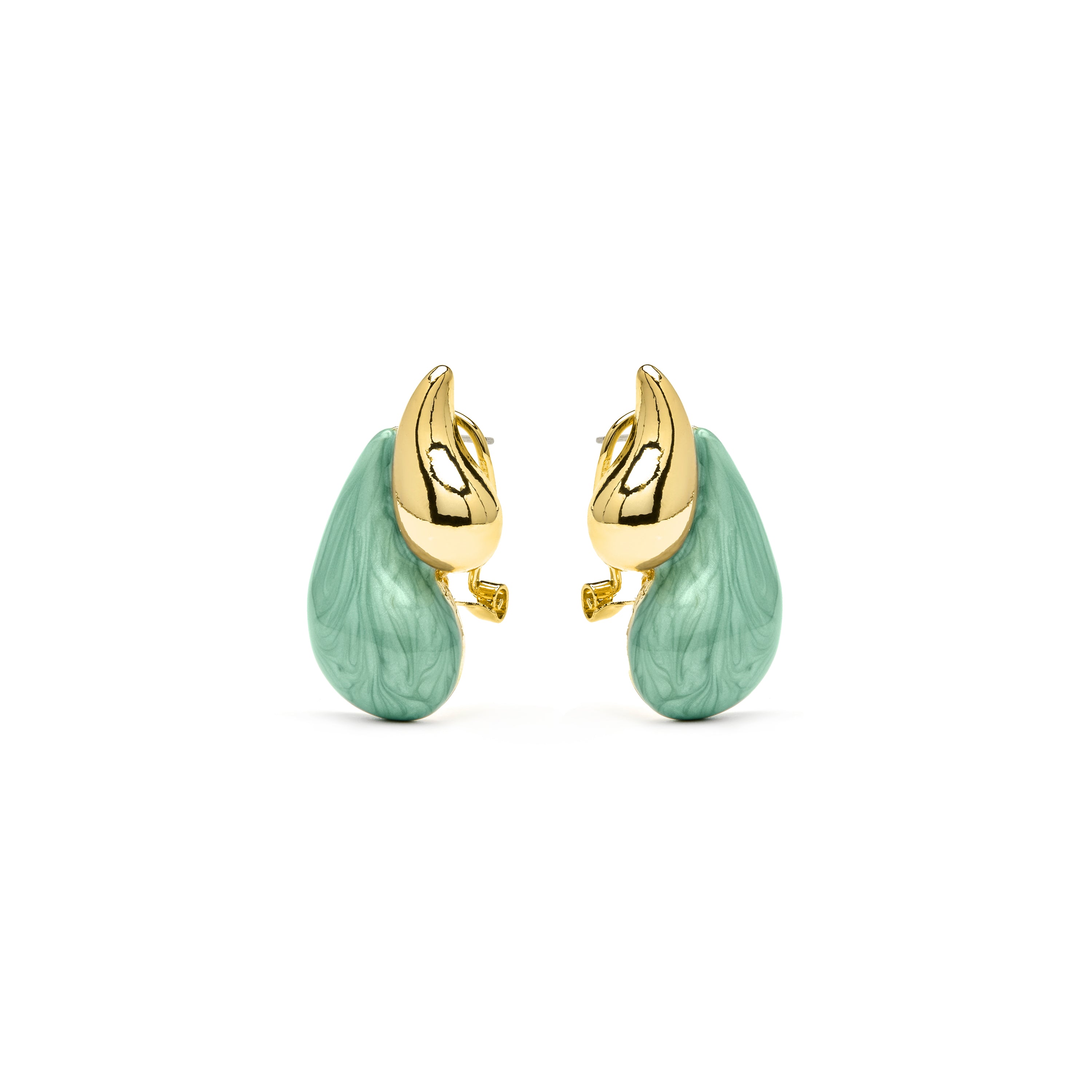 Pendientes Udver de Lacado Verde acabado oro amarillo de 18k