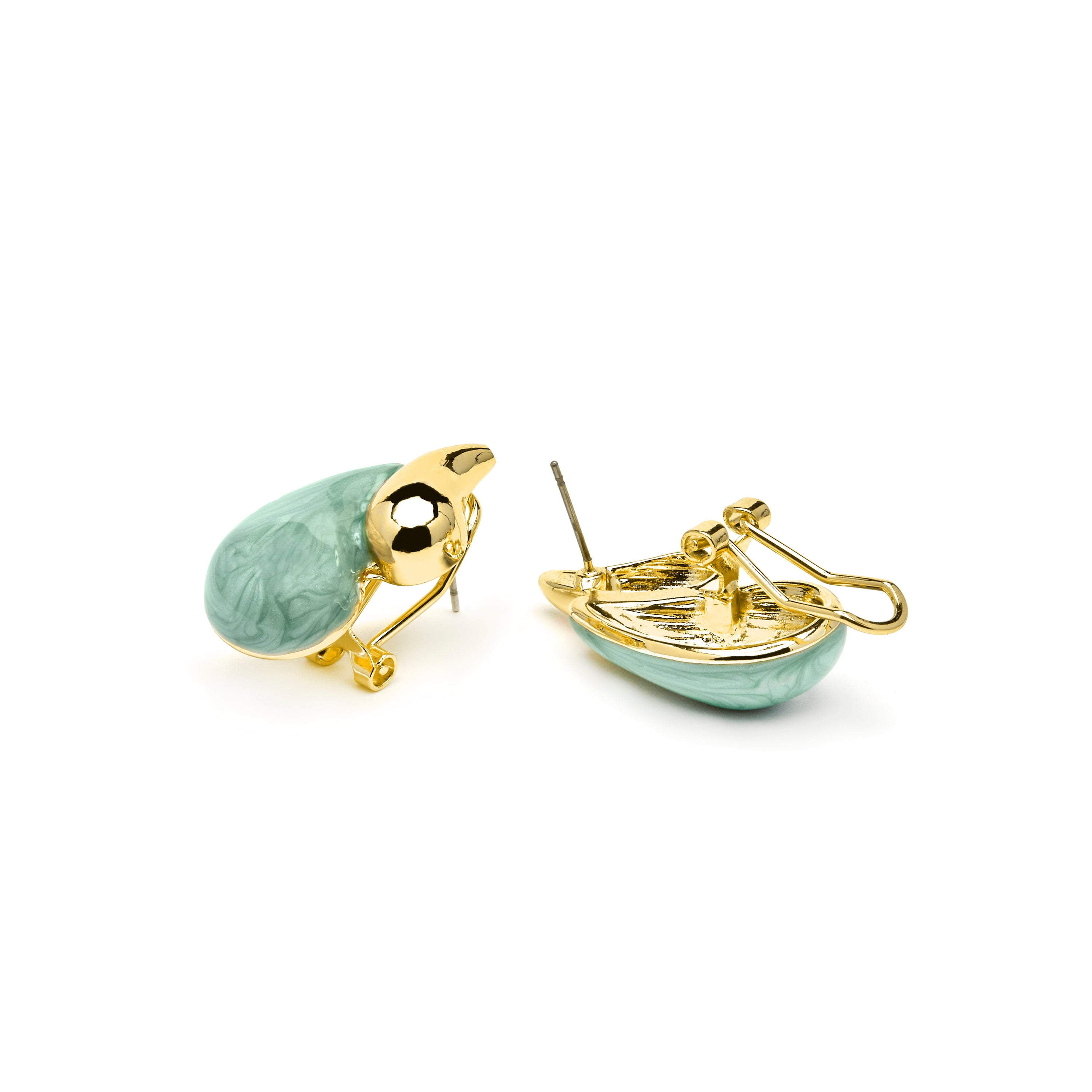 Pendientes Udver de Lacado Verde acabado oro amarillo de 18k