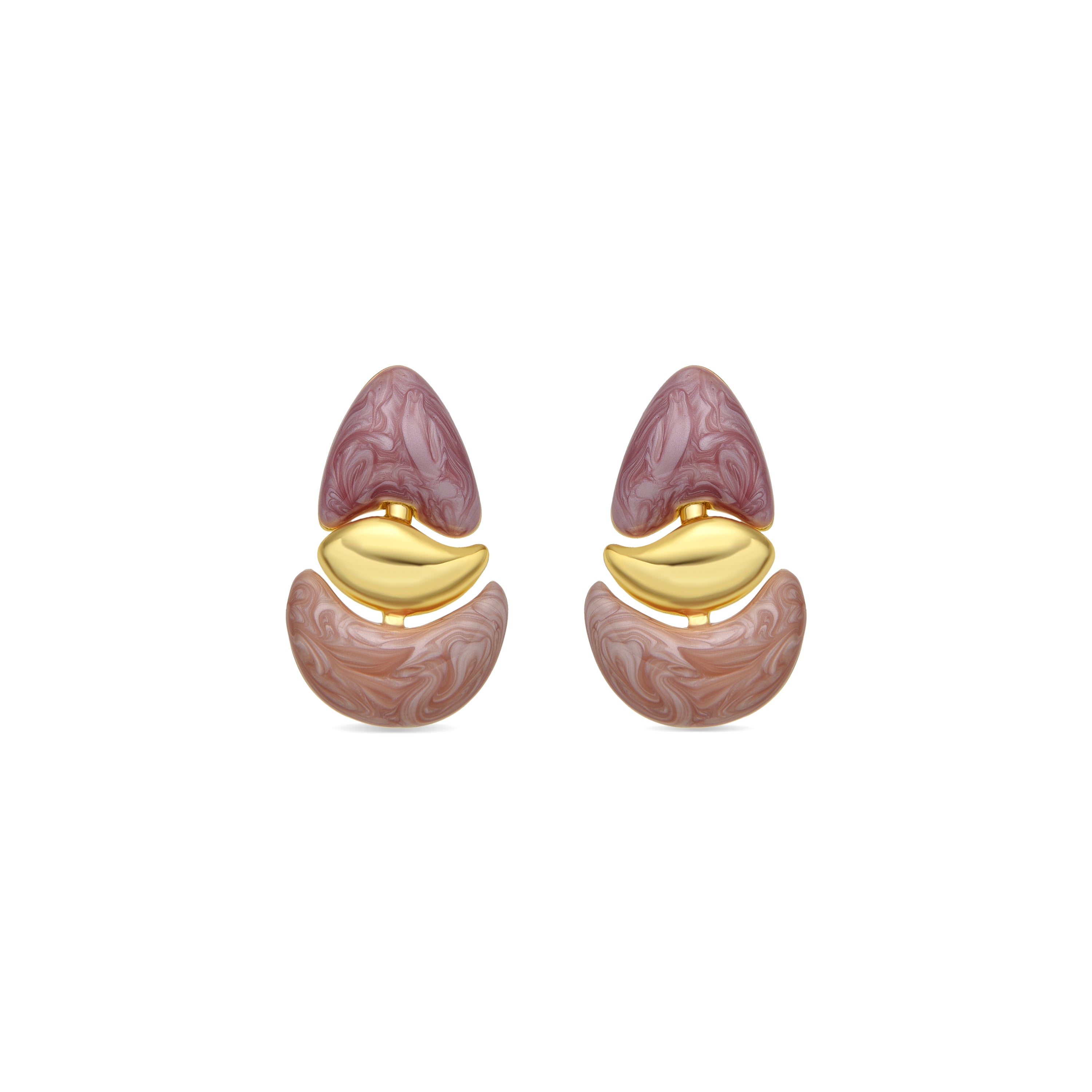 Pendientes Ismaly de Lacado Fucsia acabado oro amarillo de 18k