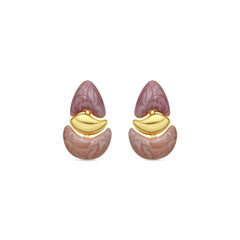 Ismaly Earrings with Fuchsia Lacquer and 18k Yellow Gold Finish