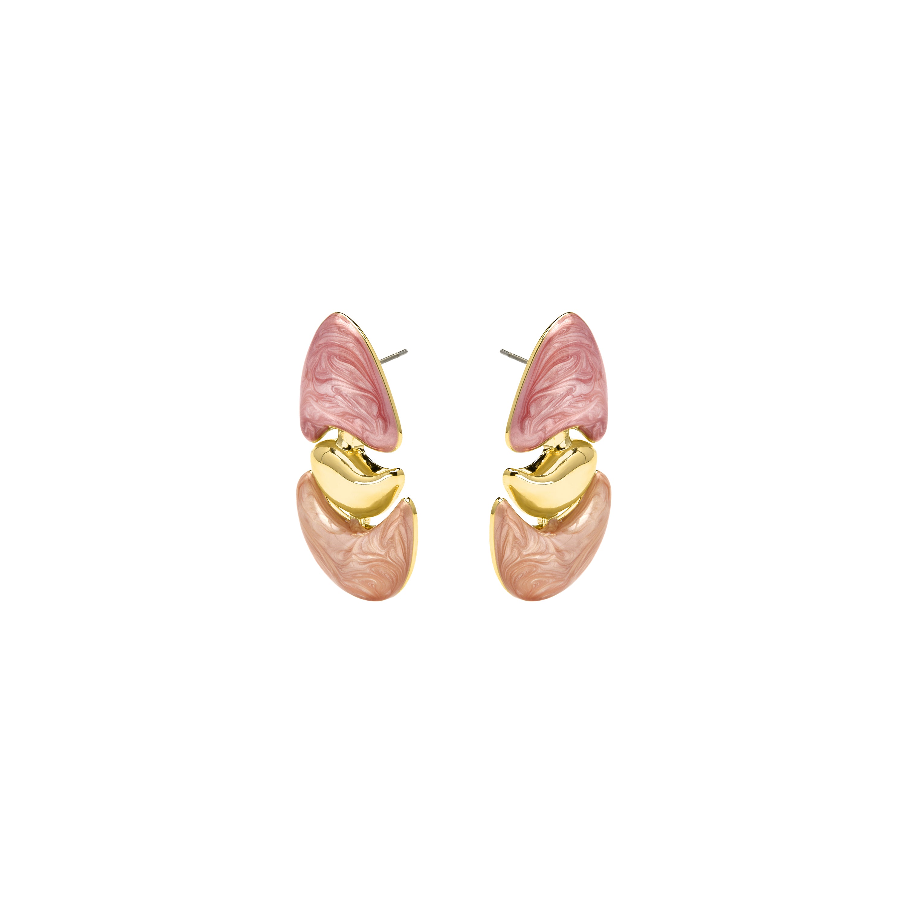 Boucles d'oreilles Ismaly en laque fuchsia finition or jaune 18k