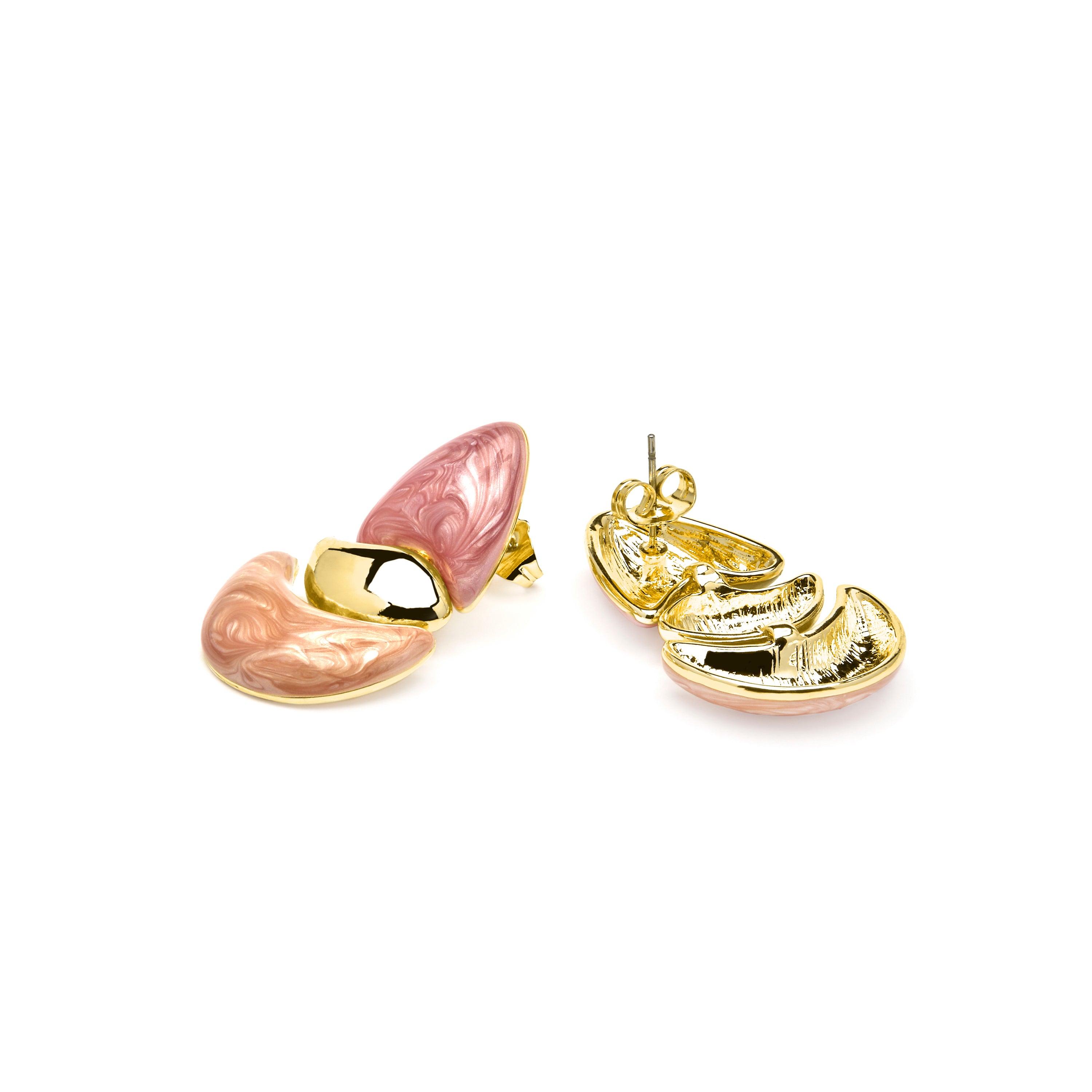 Boucles d'oreilles Ismaly en laque fuchsia finition or jaune 18k
