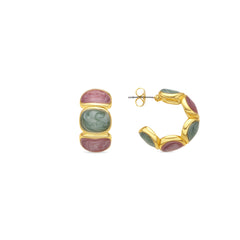 Tydra Earrings with Multicolor Lacquer and 18k Yellow Gold Finish