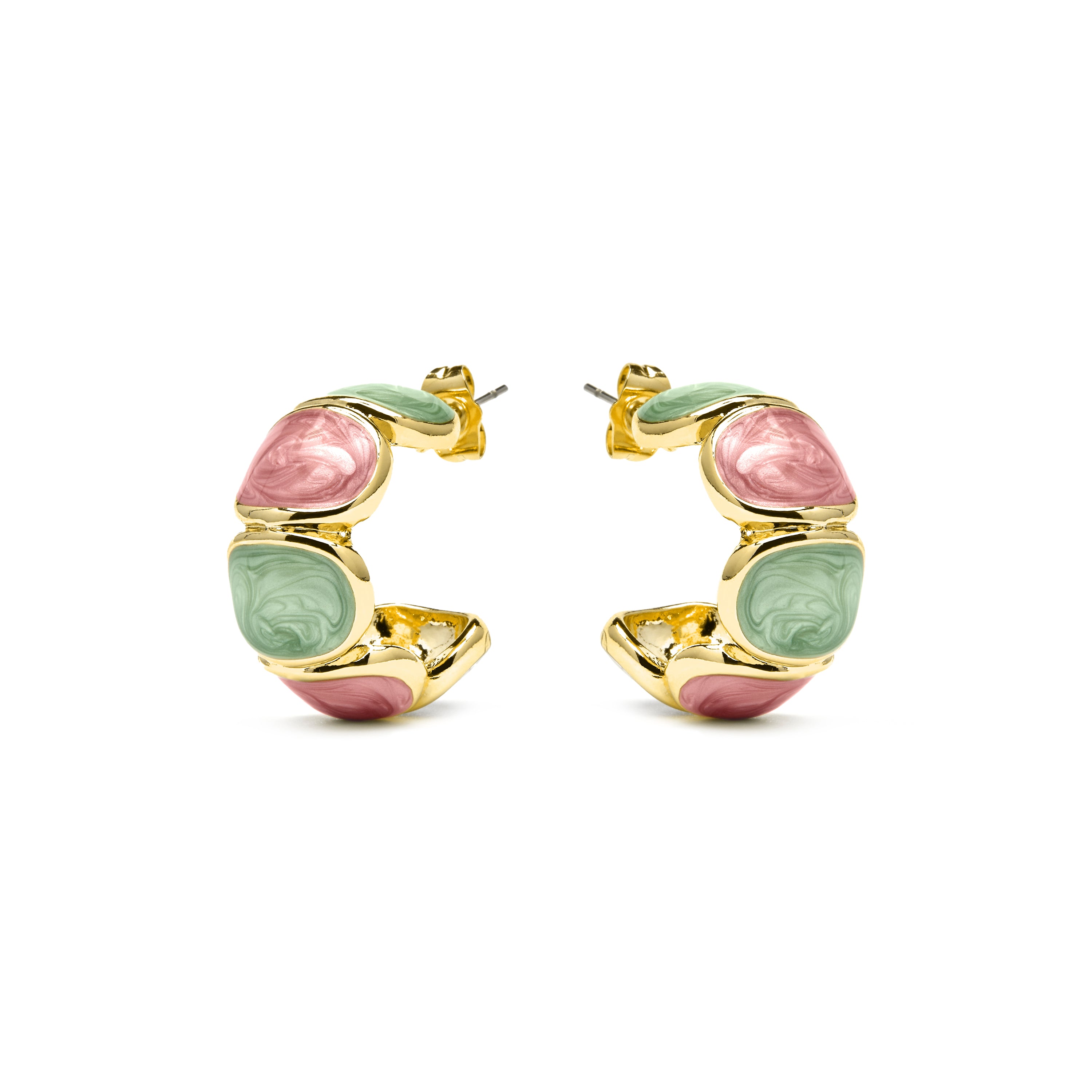 Tydra Earrings with Multicolor Lacquer and 18k Yellow Gold Finish