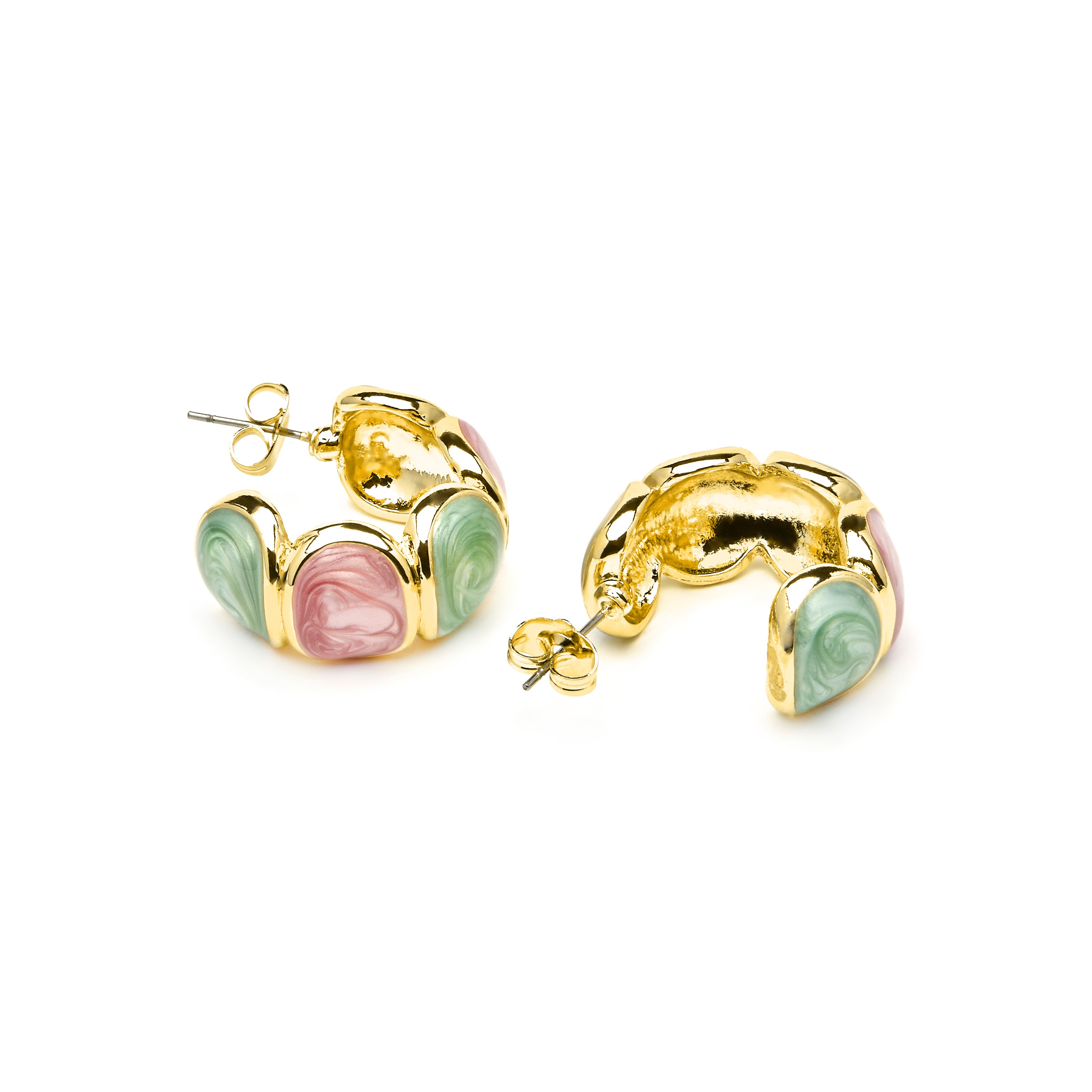 Tydra Earrings with Multicolor Lacquer and 18k Yellow Gold Finish