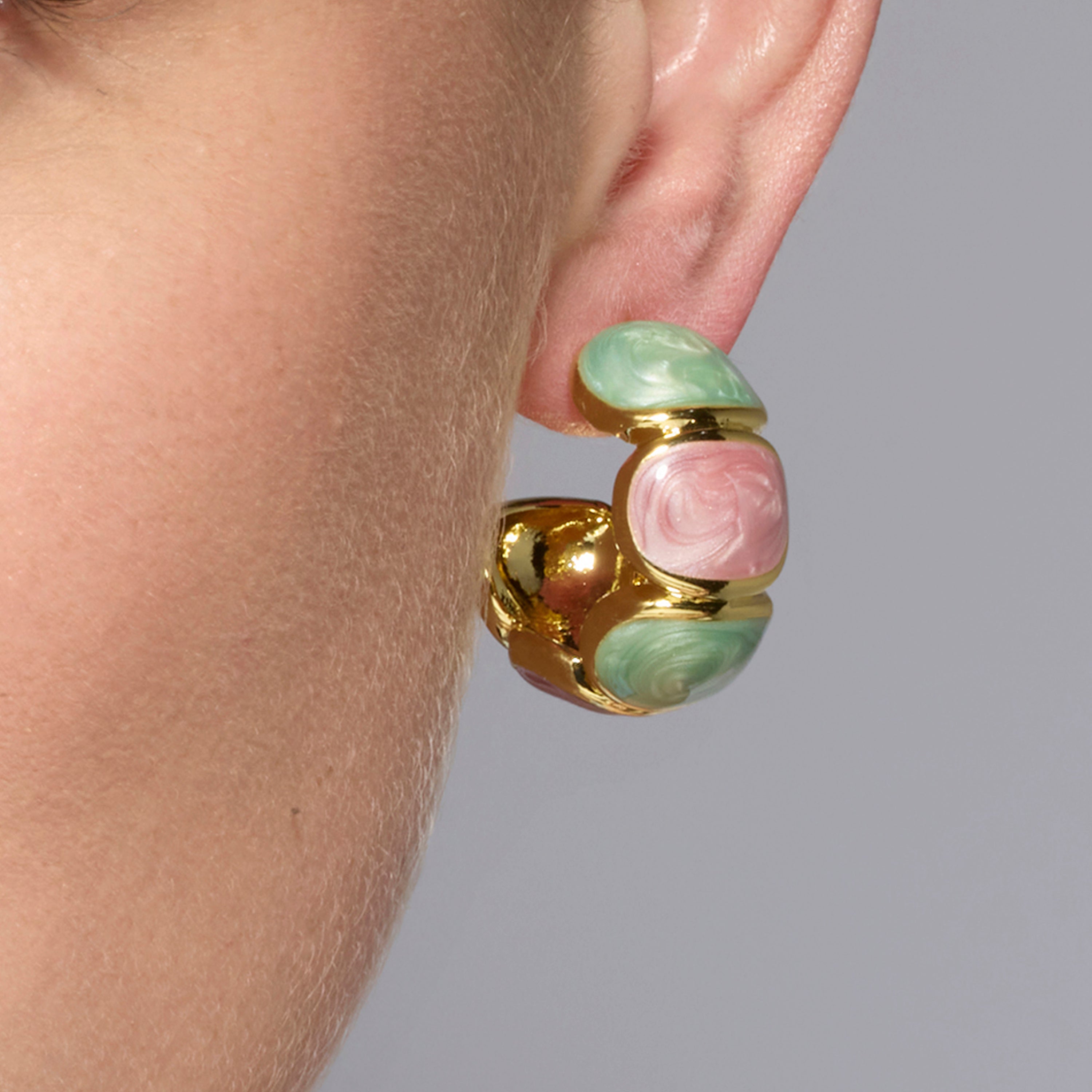 Tydra Earrings with Multicolor Lacquer and 18k Yellow Gold Finish