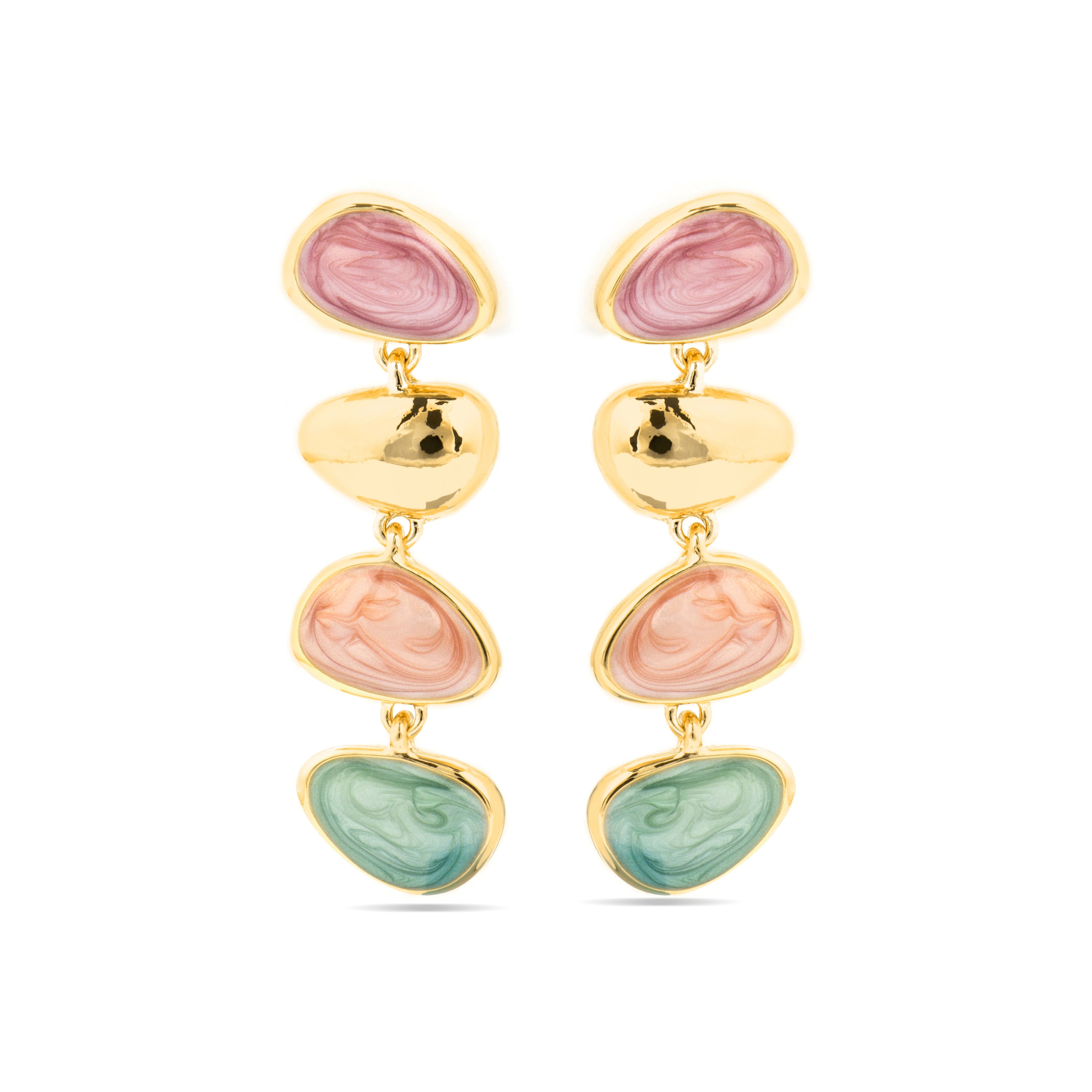 Pendientes acabado oro amarillo de 18k y Lacado Multicolor - Bolhy