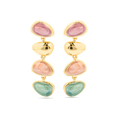 18k Yellow Gold Finished Earrings with Multicolor Lacquer - Bolhy