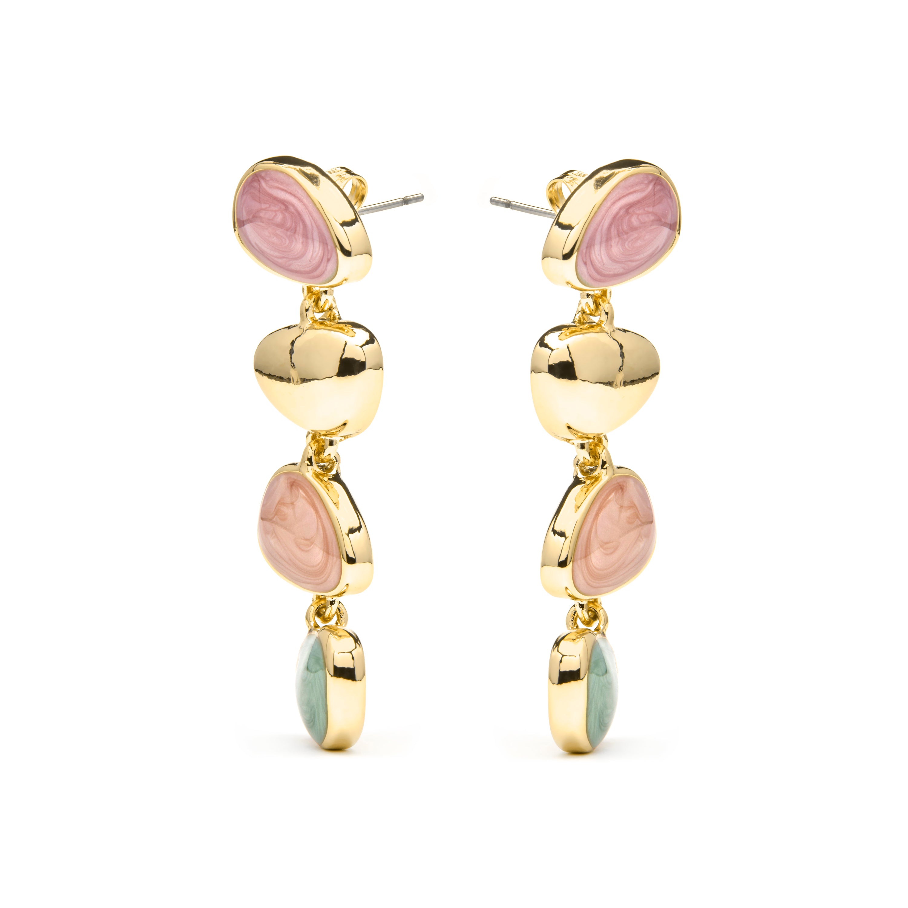 18k Yellow Gold Finished Earrings with Multicolor Lacquer - Bolhy
