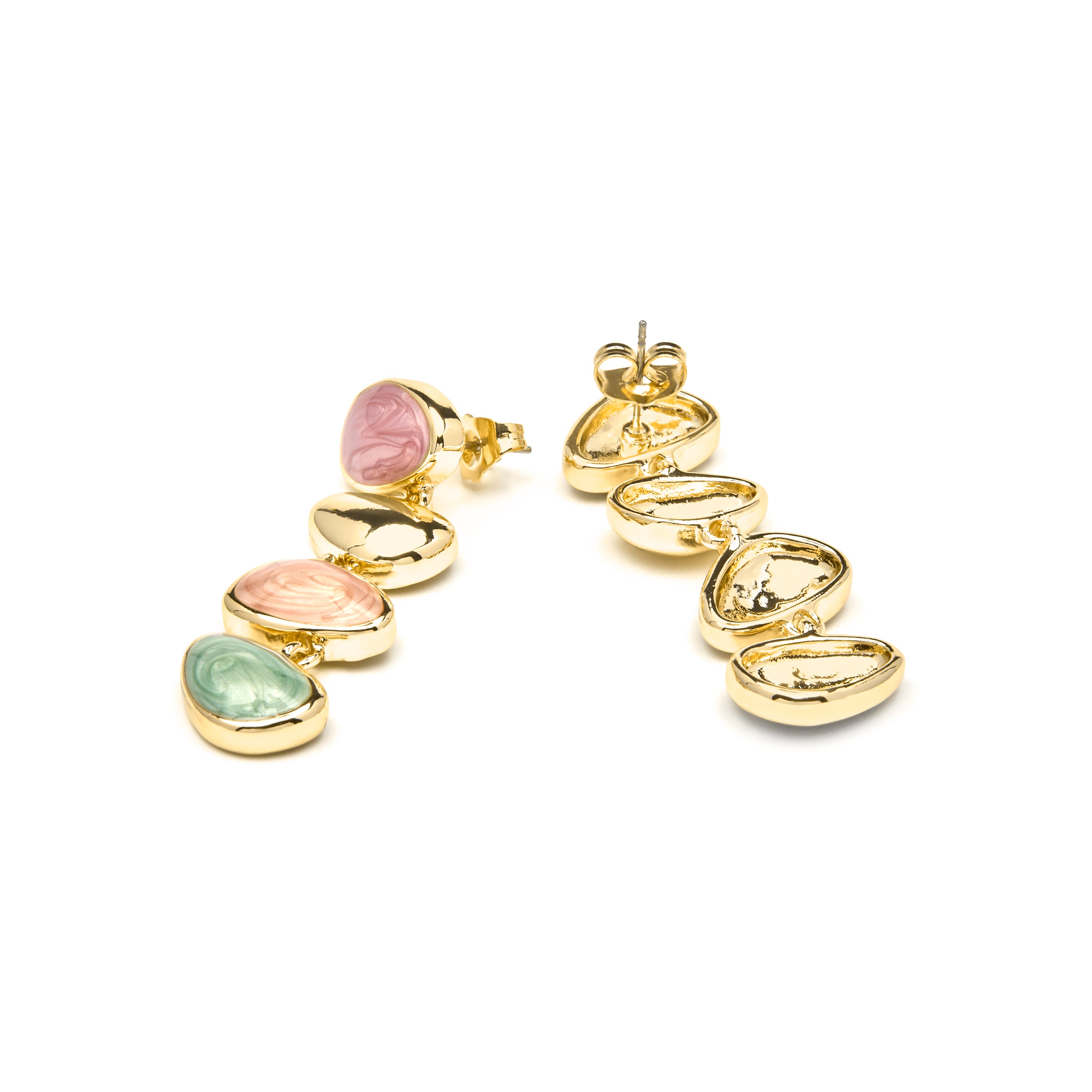 18k Yellow Gold Finished Earrings with Multicolor Lacquer - Bolhy