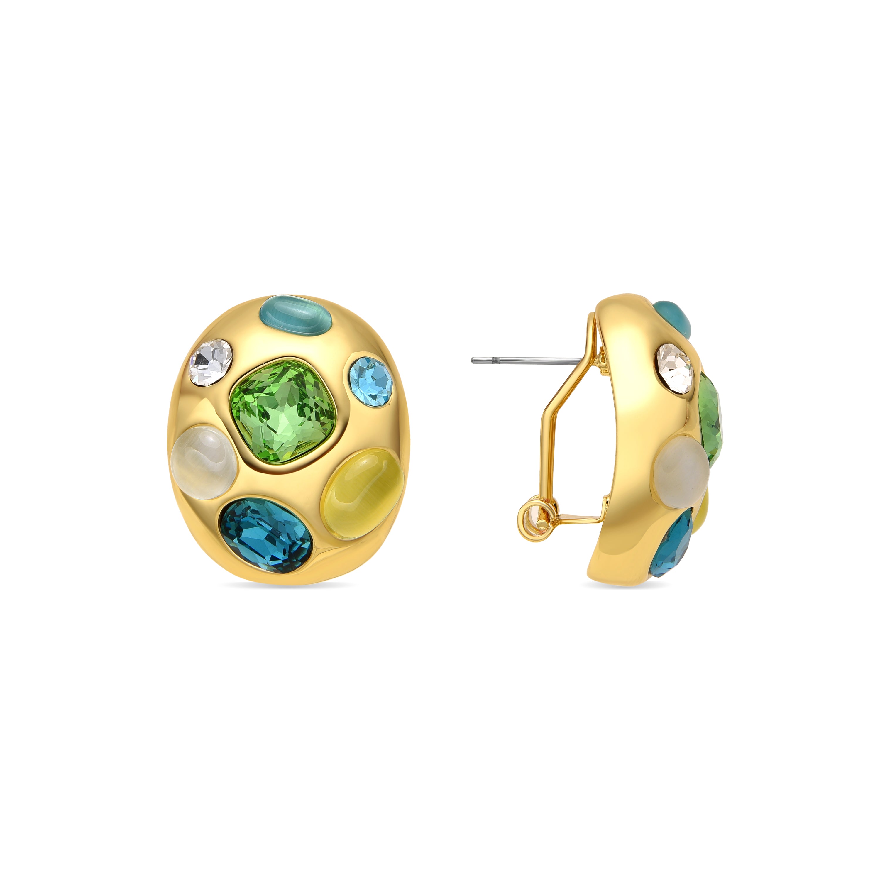 18k Yellow Gold Finish Multicolor Crystal Earrings - Alik