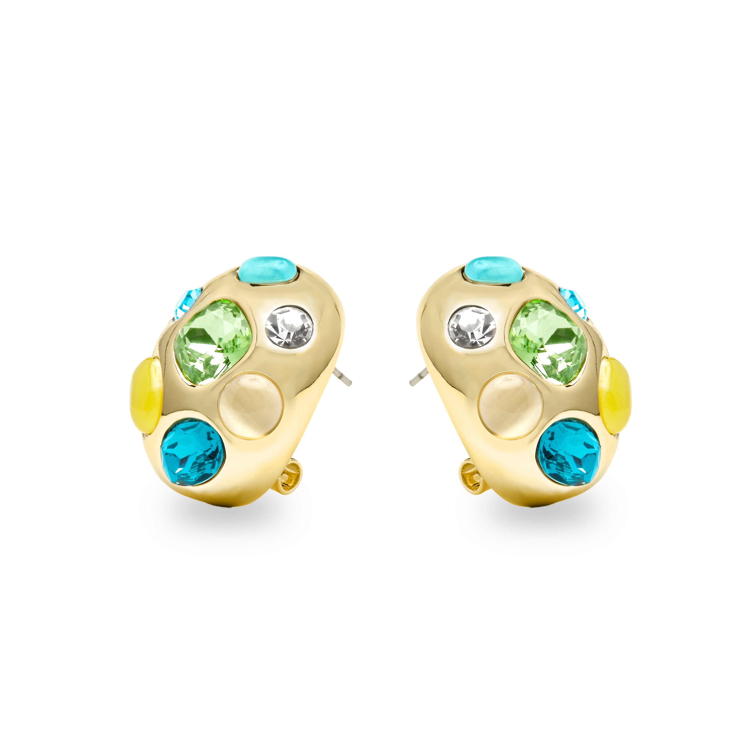 18k Yellow Gold Finish Multicolor Crystal Earrings - Alik