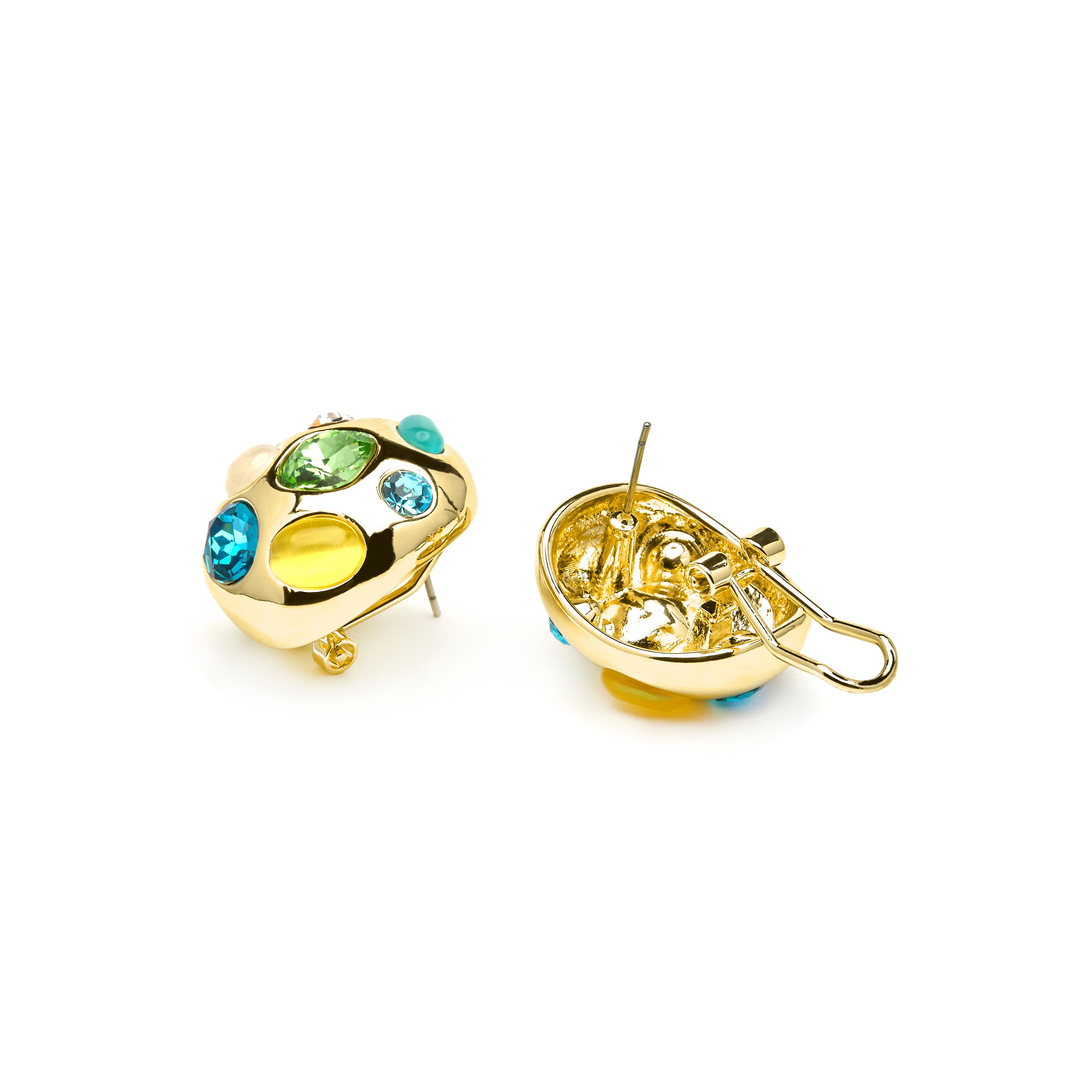 18k Yellow Gold Finish Multicolor Crystal Earrings - Alik