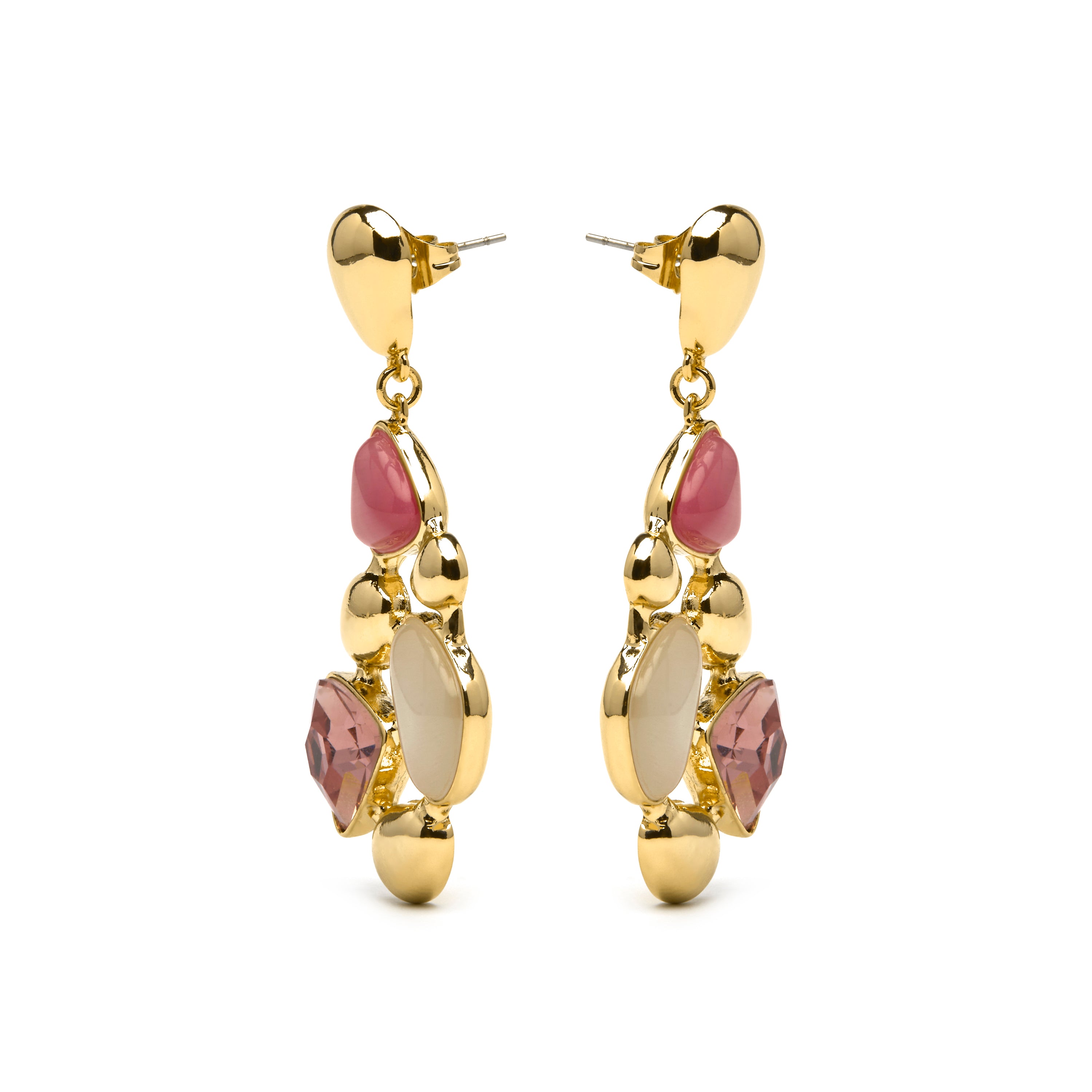 18k Yellow Gold Finish Multicolor Crystal Earrings - Naxmo