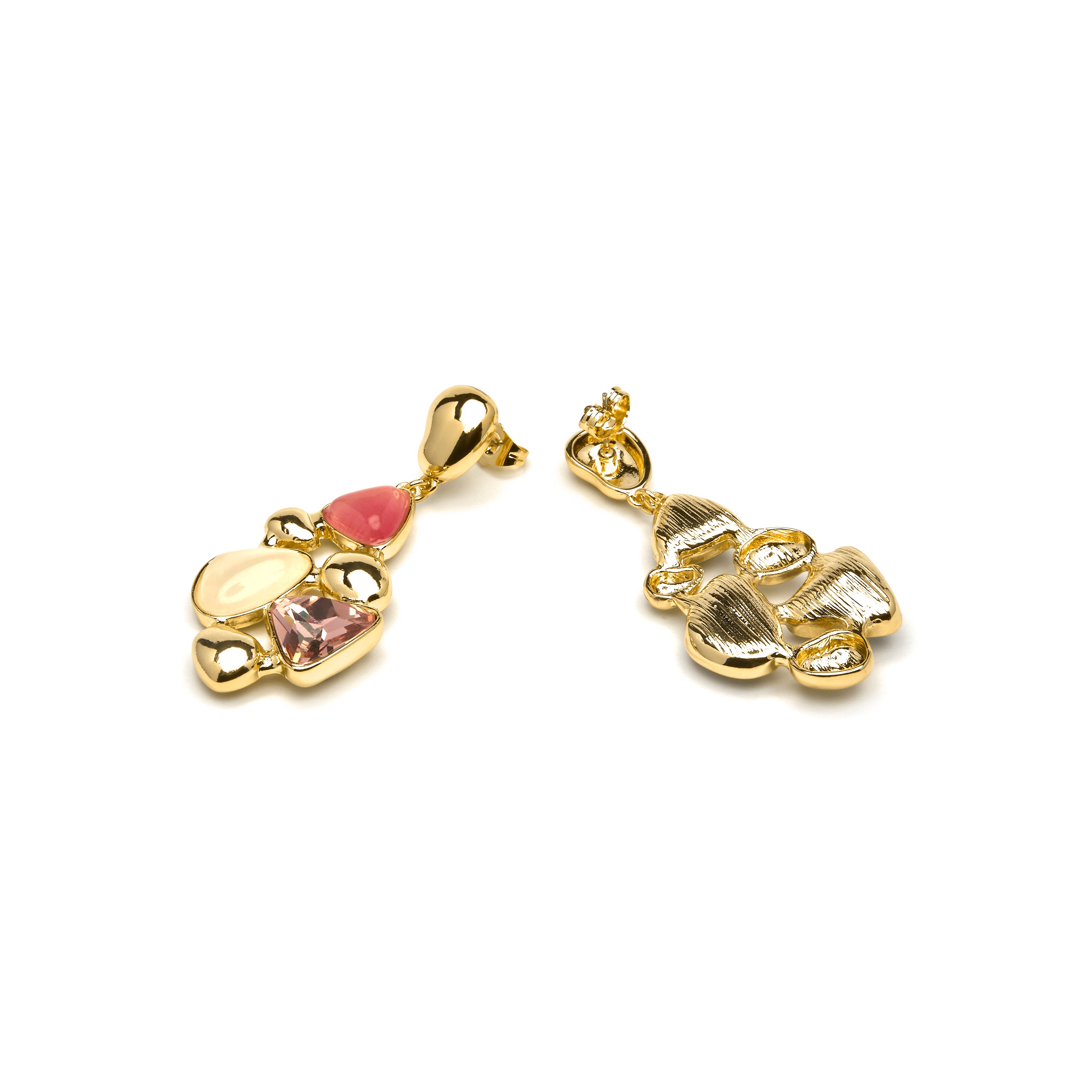 18k Yellow Gold Finish Multicolor Crystal Earrings - Naxmo