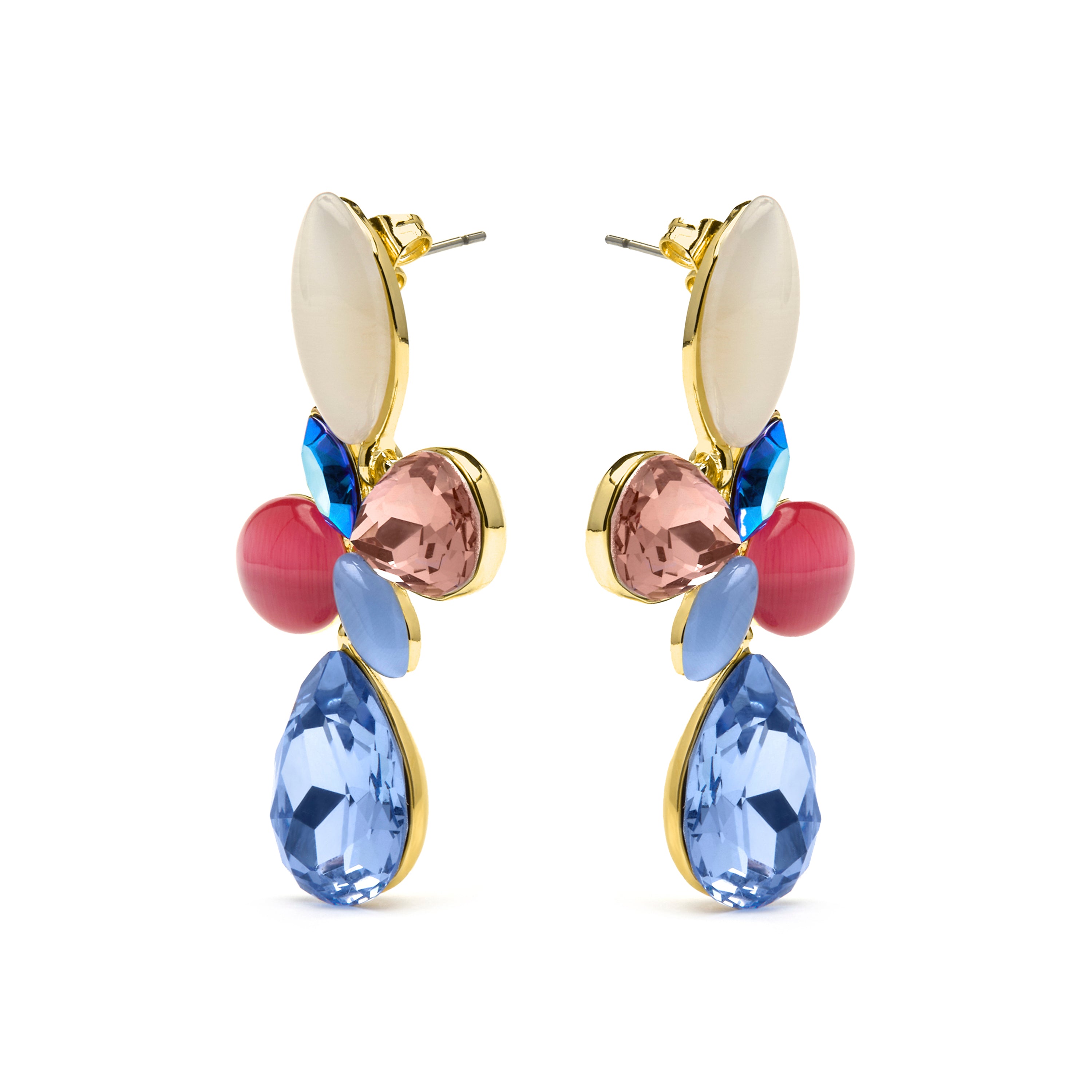 Orecchini in oro giallo 18k e cristallo multicolore - Kaya