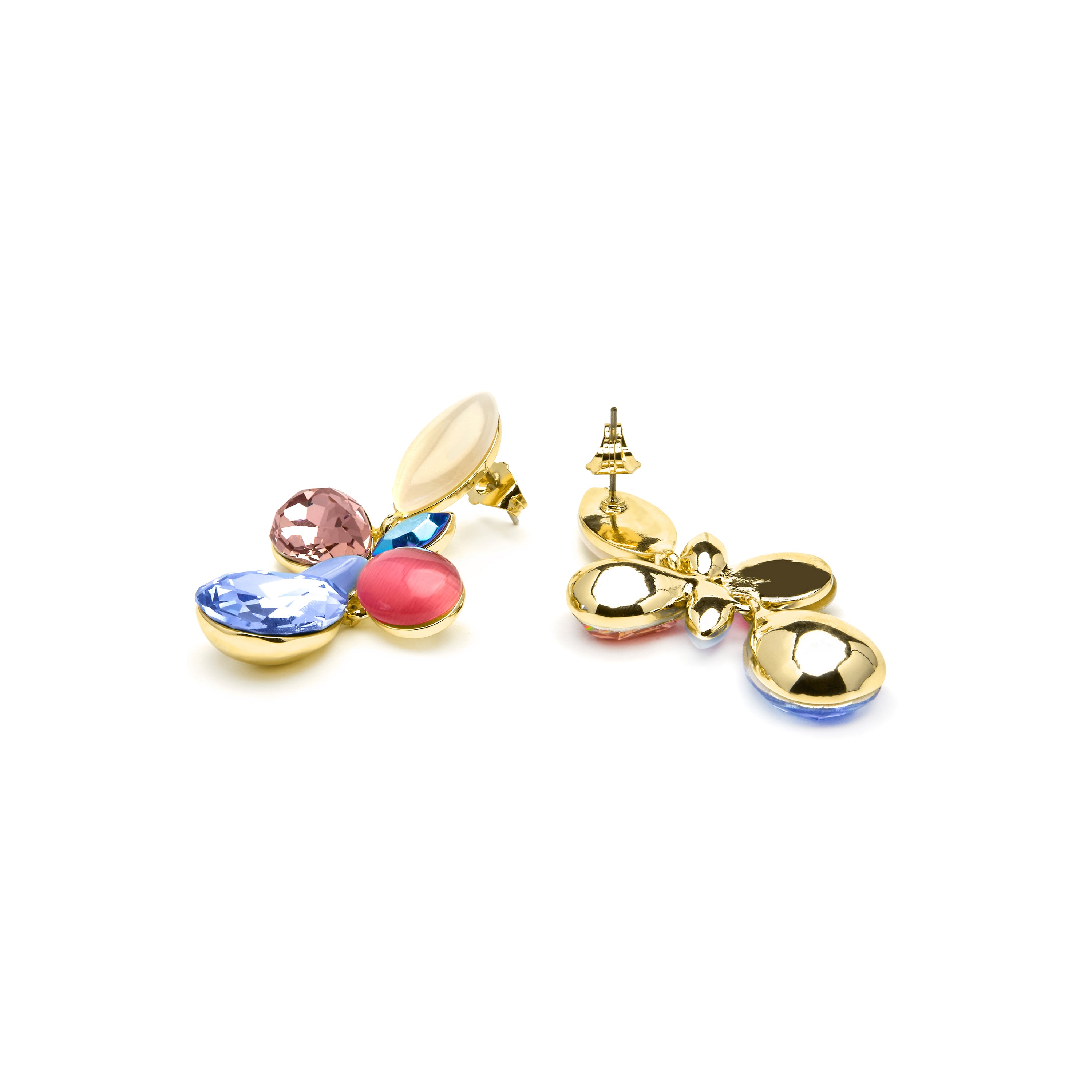 Orecchini in oro giallo 18k e cristallo multicolore - Kaya