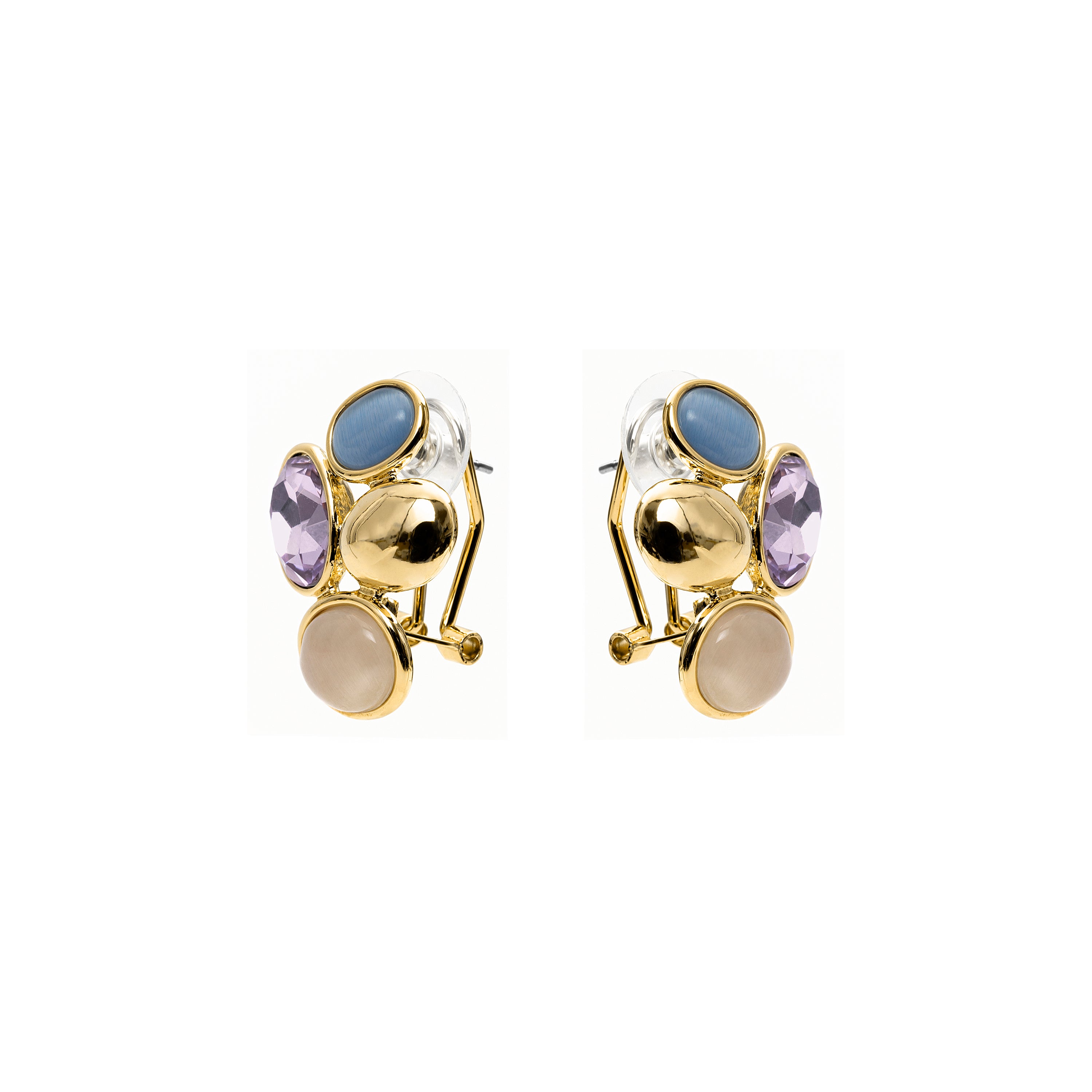 Purple Crystal Earrings with 18k Yellow Gold Finish - Sionu