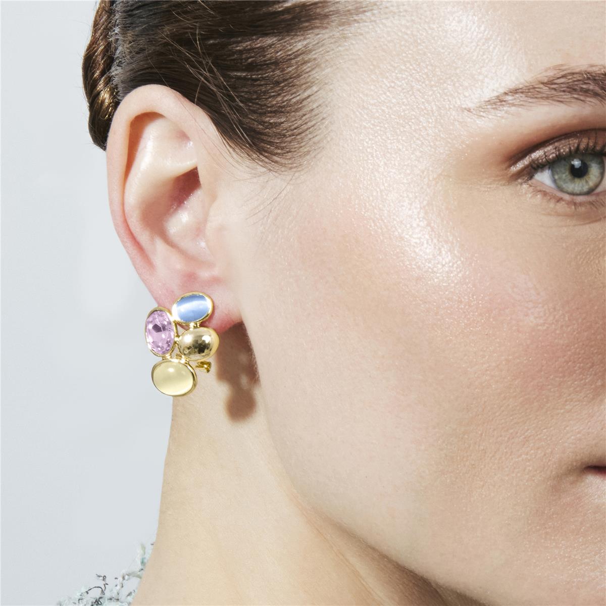 Purple Crystal Earrings with 18k Yellow Gold Finish - Sionu