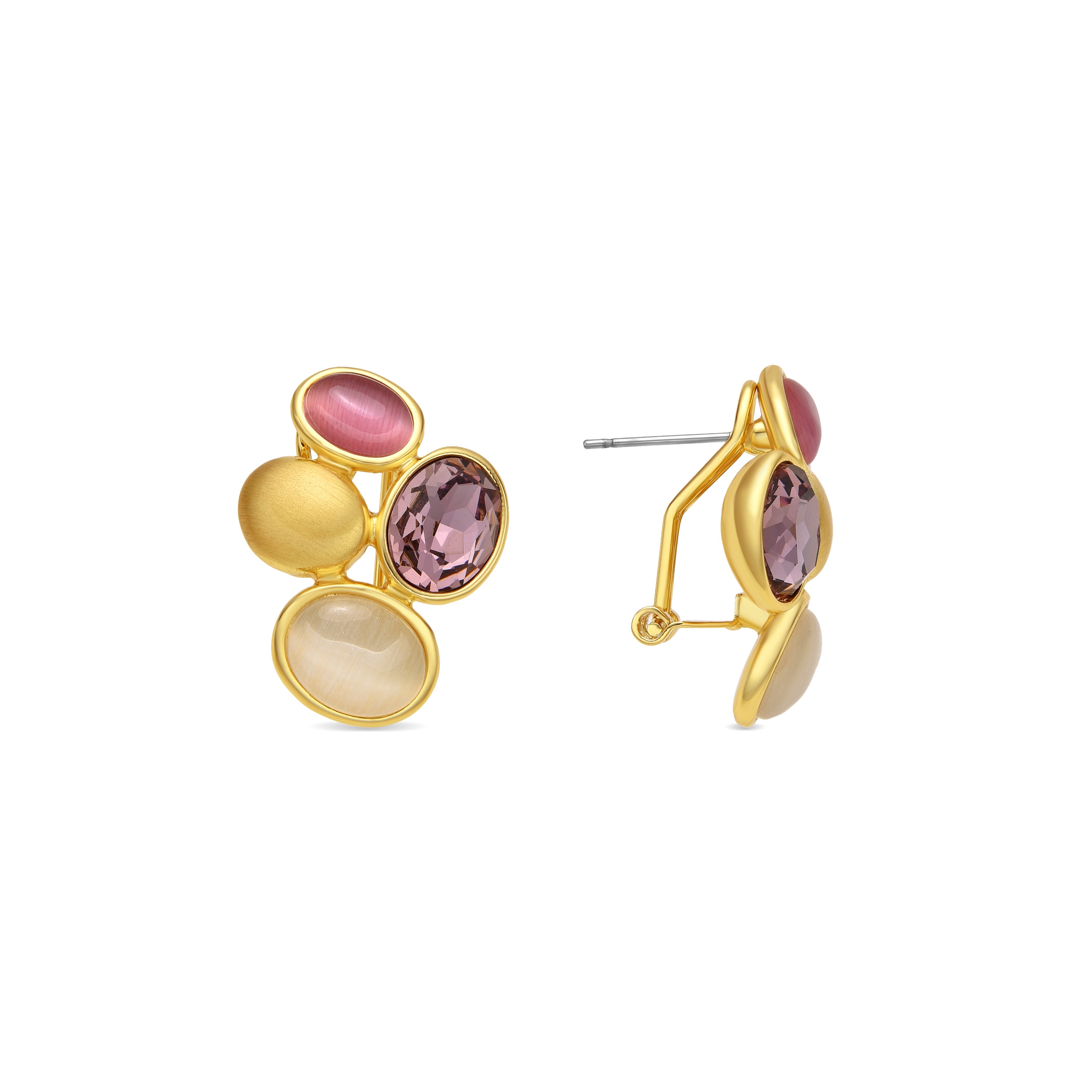 Pendientes acabado oro amarillo de 18k y Cristal Multicolor - Sionu