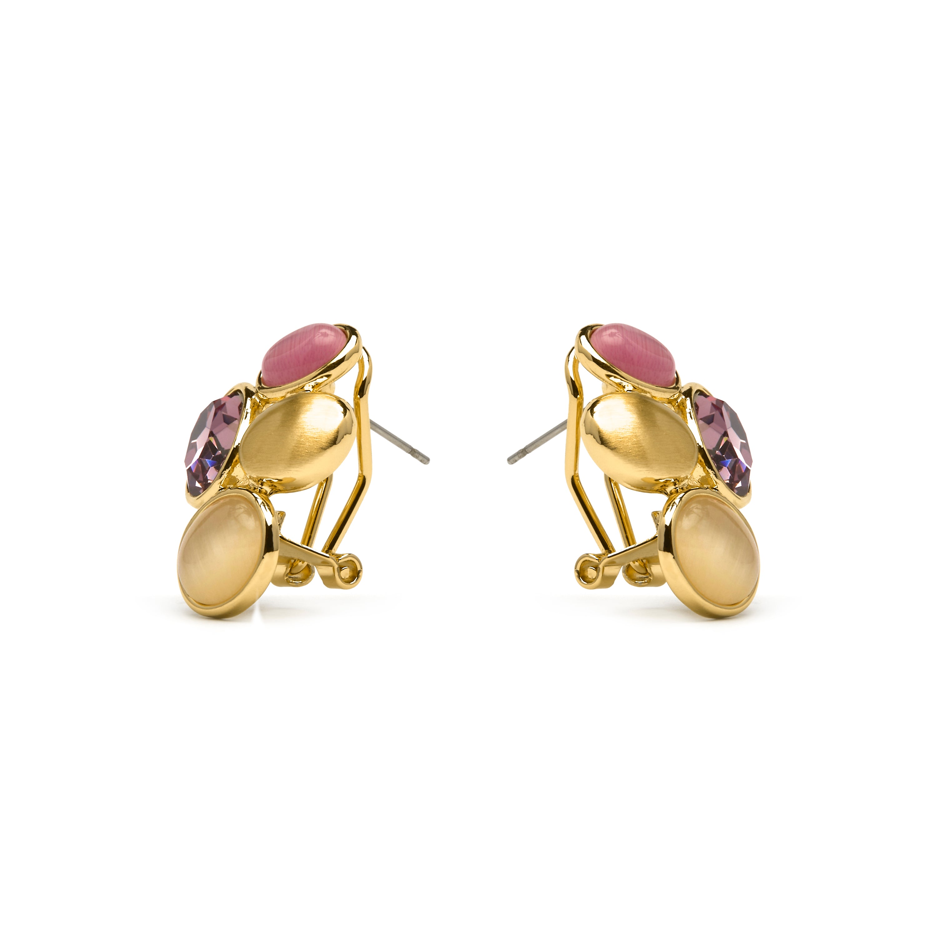 Pendientes acabado oro amarillo de 18k y Cristal Multicolor - Sionu